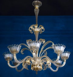 Magnífica araña Art Decó de cristal de Murano montado de Ercole Barovier, 1940