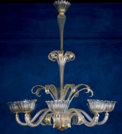 Magnífica araña Art Decó de cristal de Murano montado de Ercole Barovier, 1940