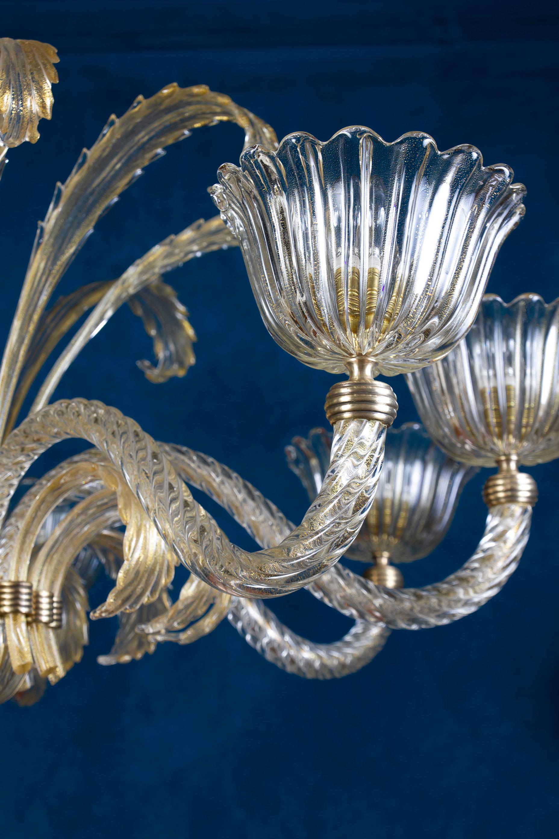 Magnificent Art Deco Mounted Murano Glass Chandelier by Ercole Barovier, 1940 For Sale 3