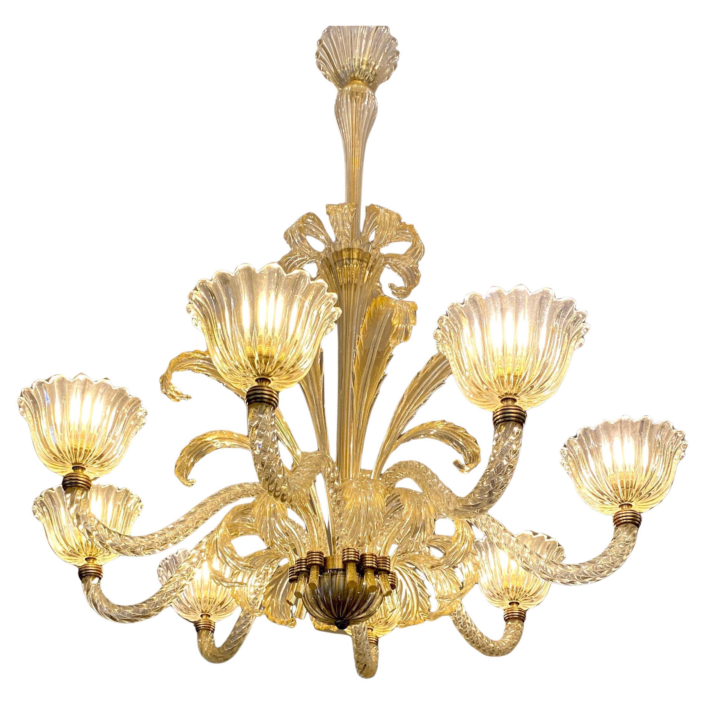 Magnífica araña Art Decó de cristal de Murano montado de Ercole Barovier, 1940 en venta