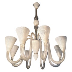 Magnificent Art Deco Murano Glass Chandelier by Venini 1940s