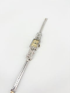 Magnificent Art Deco Platinum & Diamond Opera Watch with 18k White Gold Serpent