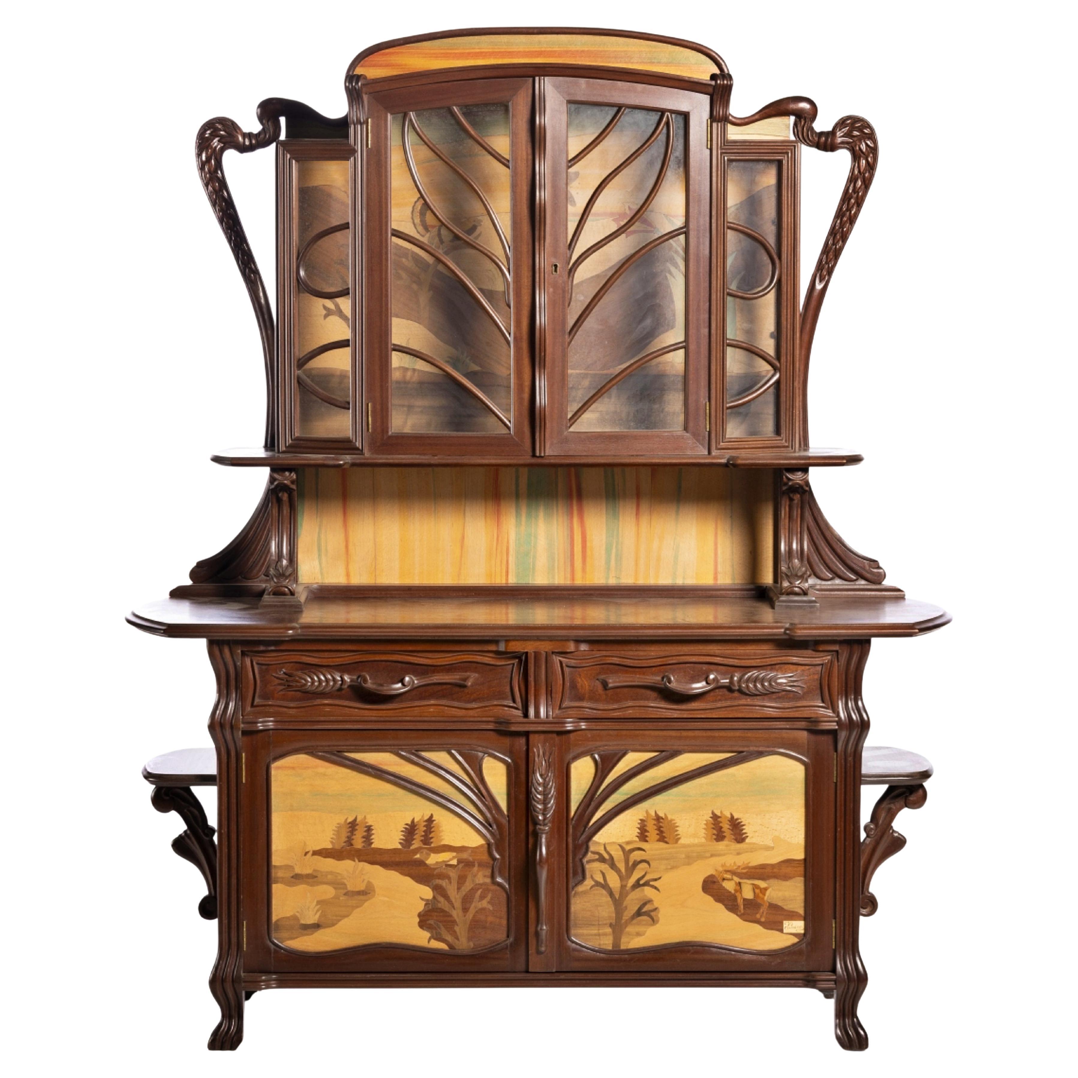 Magnificent Art Nouveau Sideboard, Signed. French, early 20th Century For Sale