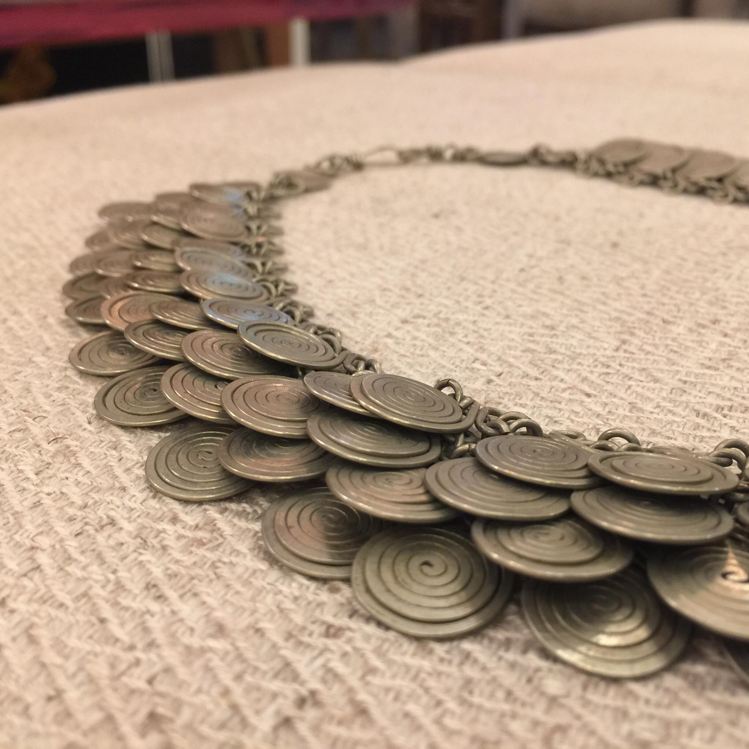 Magnificent Artisan Made Pewter Spirals Necklace 5