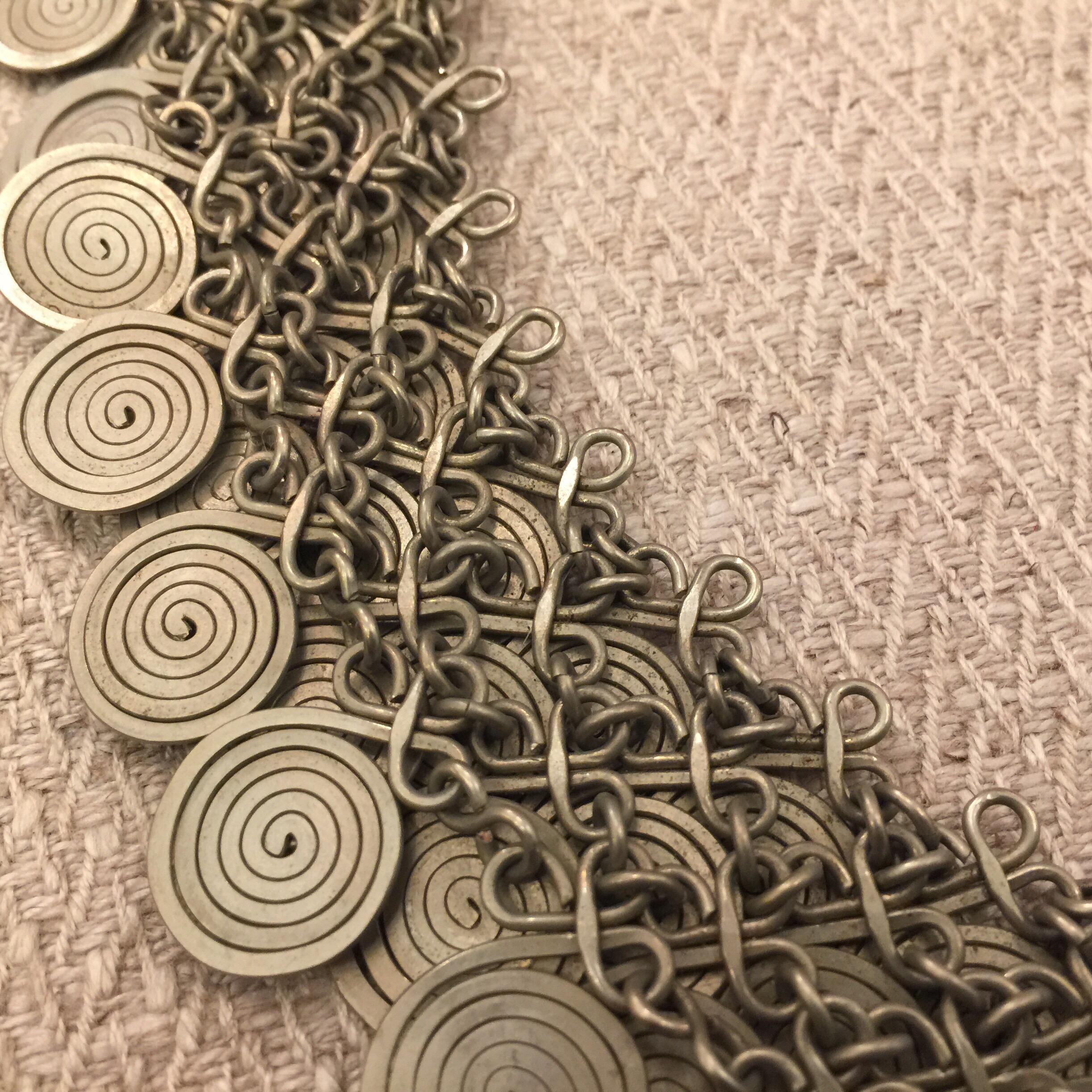 Magnificent Artisan Made Pewter Spirals Necklace 6