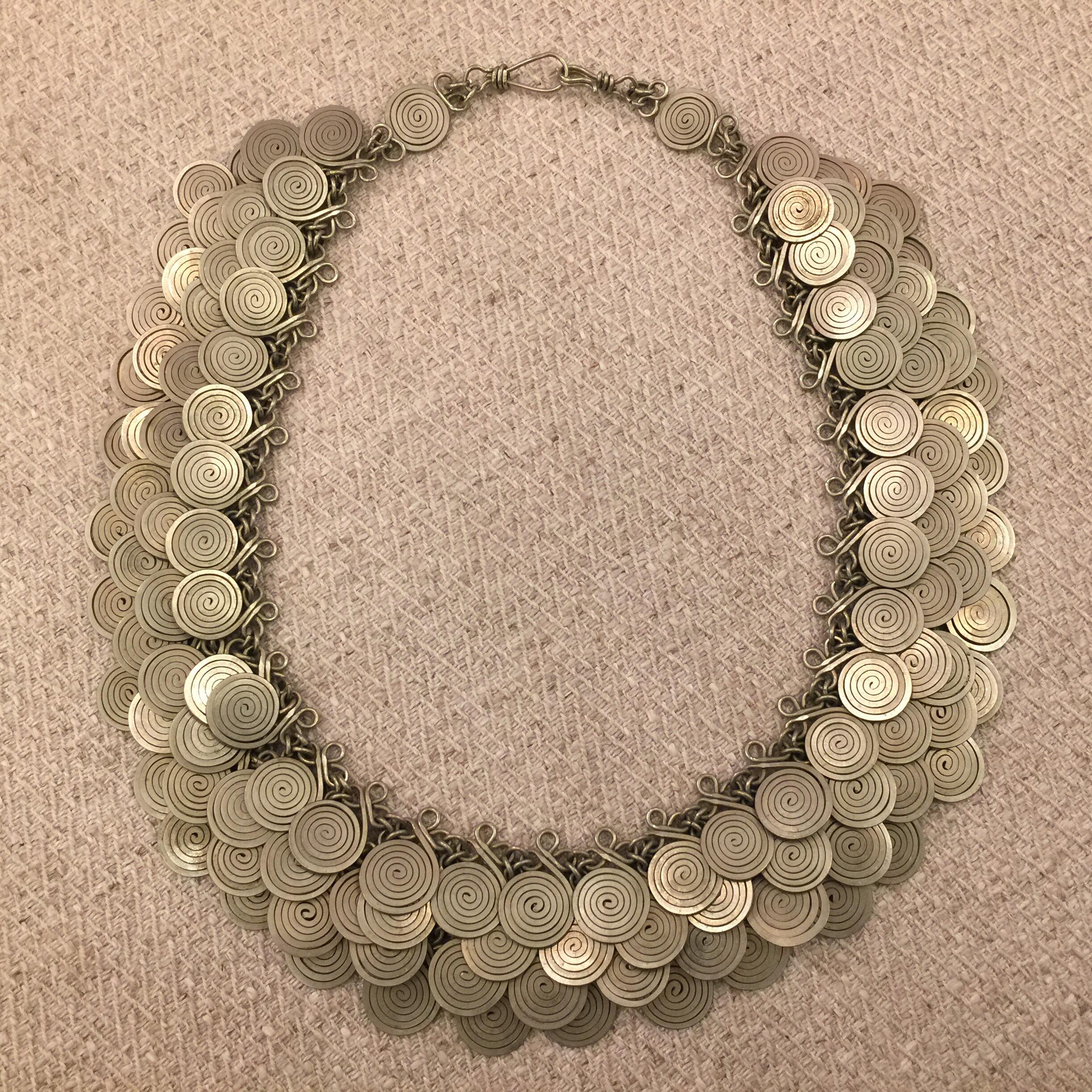 Magnificent Artisan Made Pewter Spirals Necklace 7