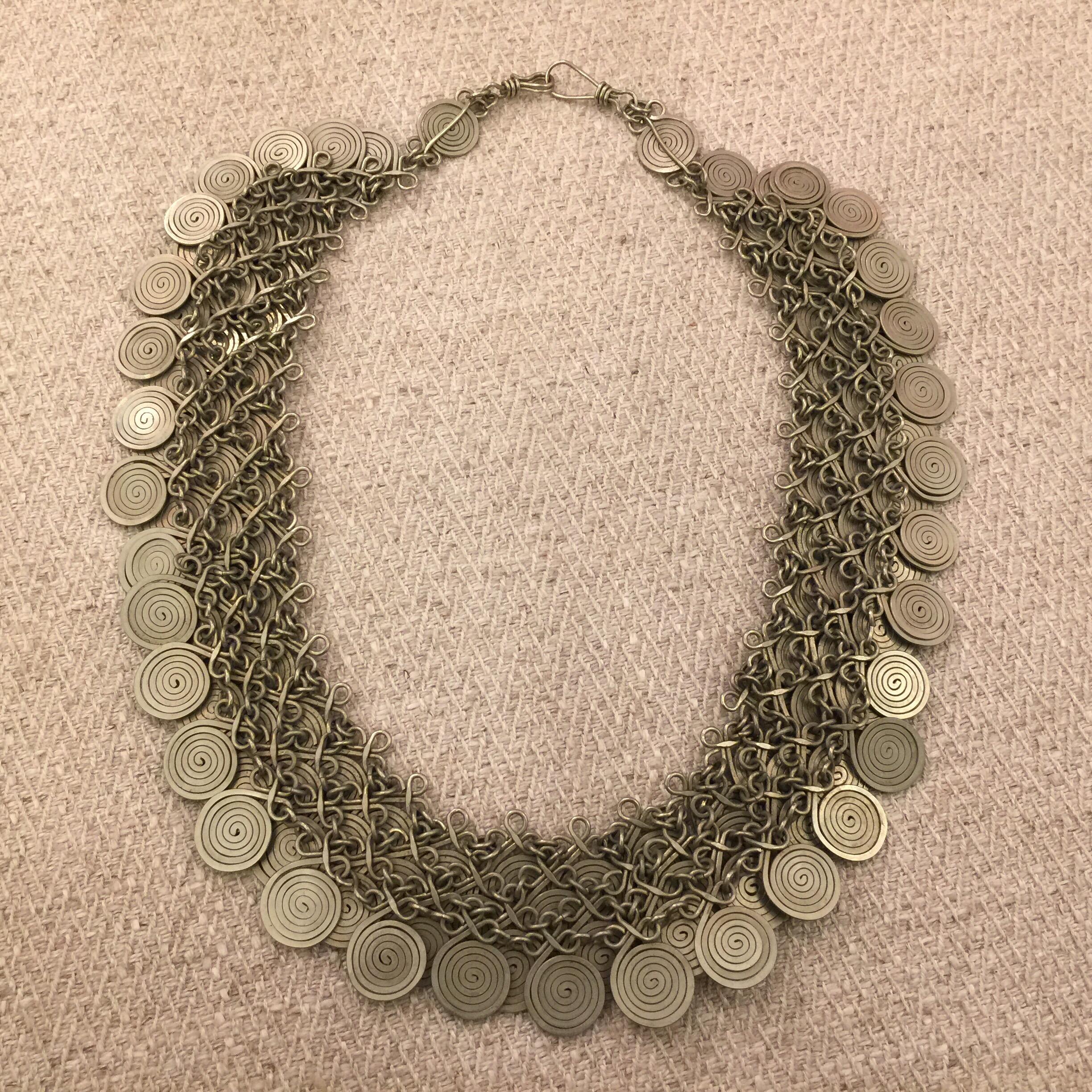 Magnificent Artisan Made Pewter Spirals Necklace 2