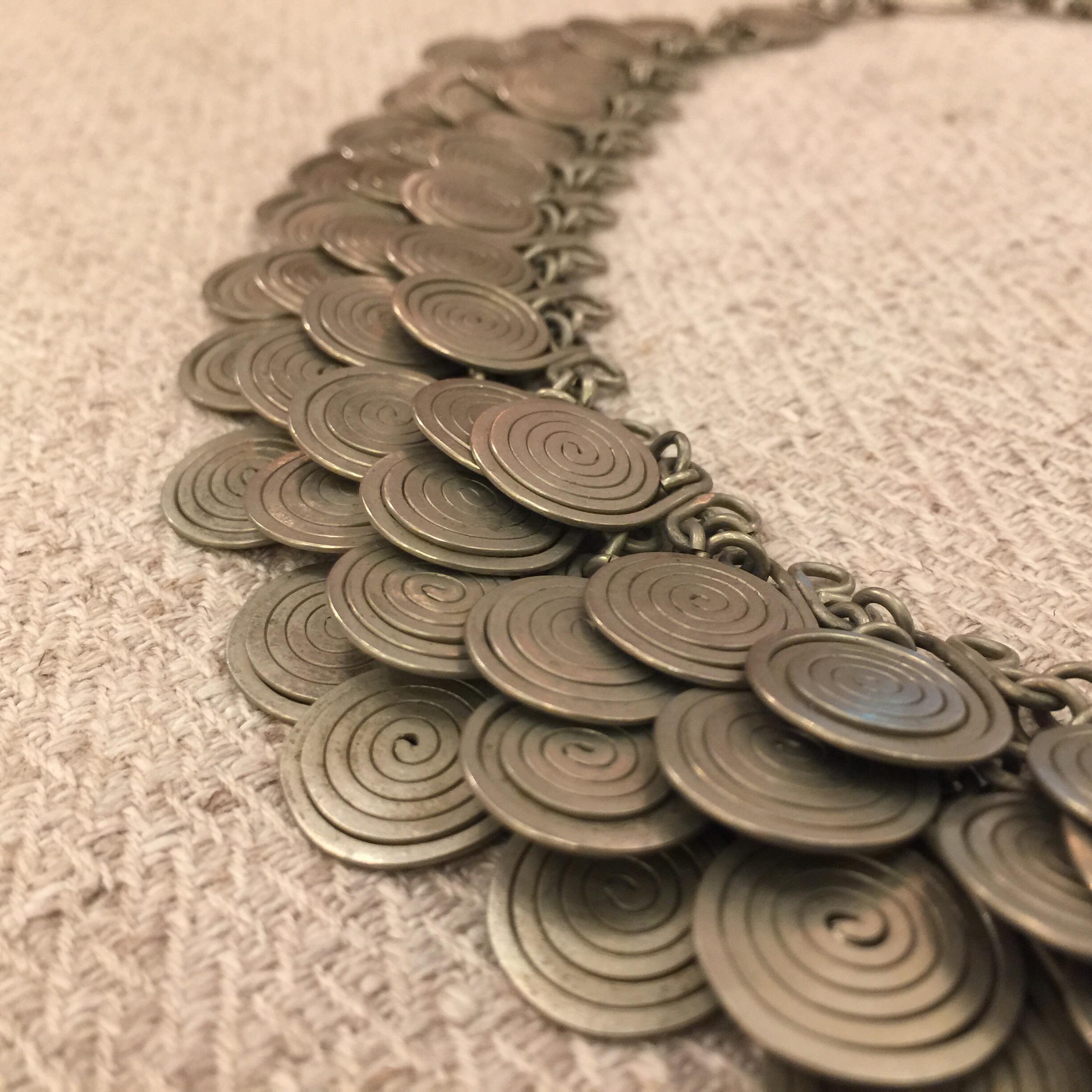 Magnificent Artisan Made Pewter Spirals Necklace 3