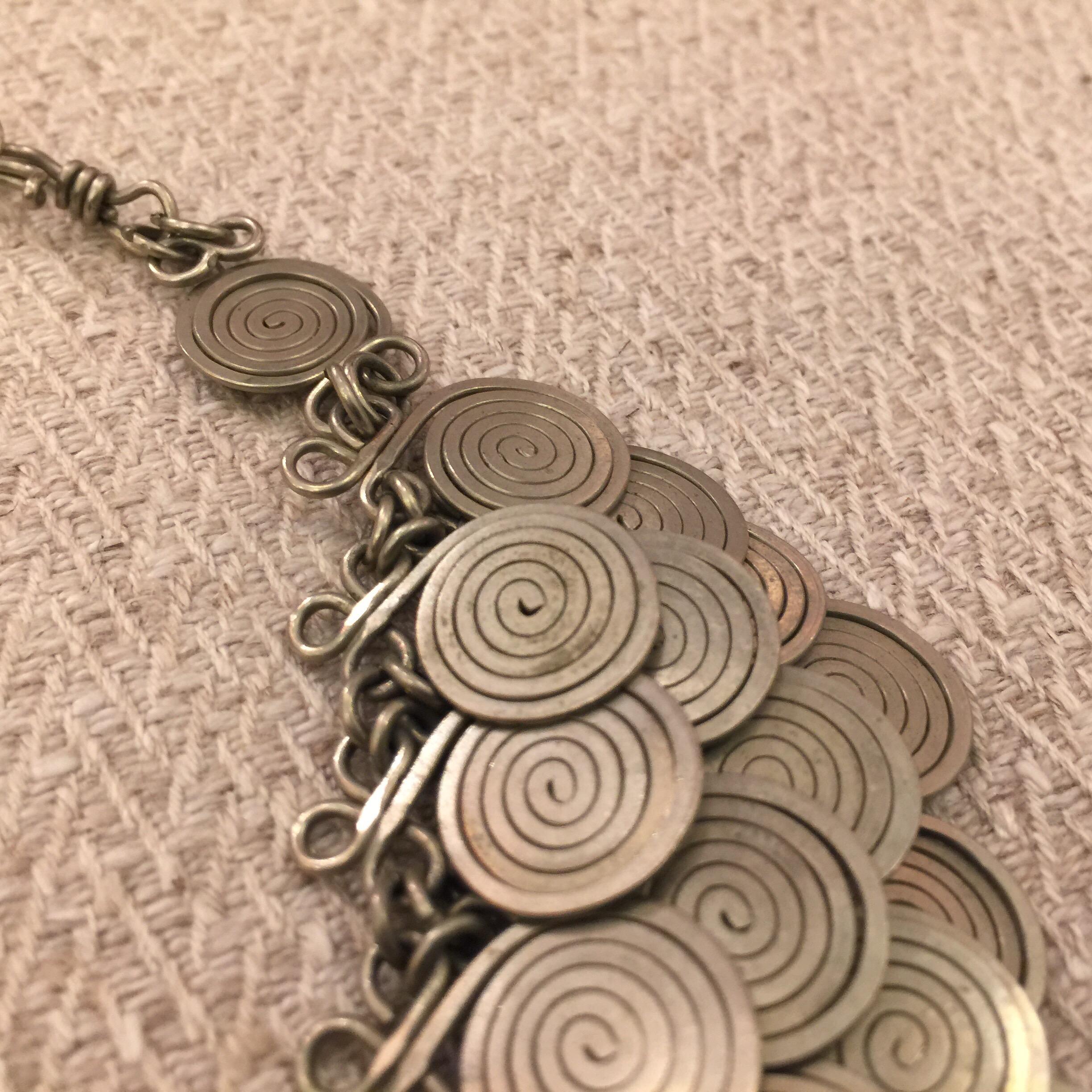 Magnificent Artisan Made Pewter Spirals Necklace 4