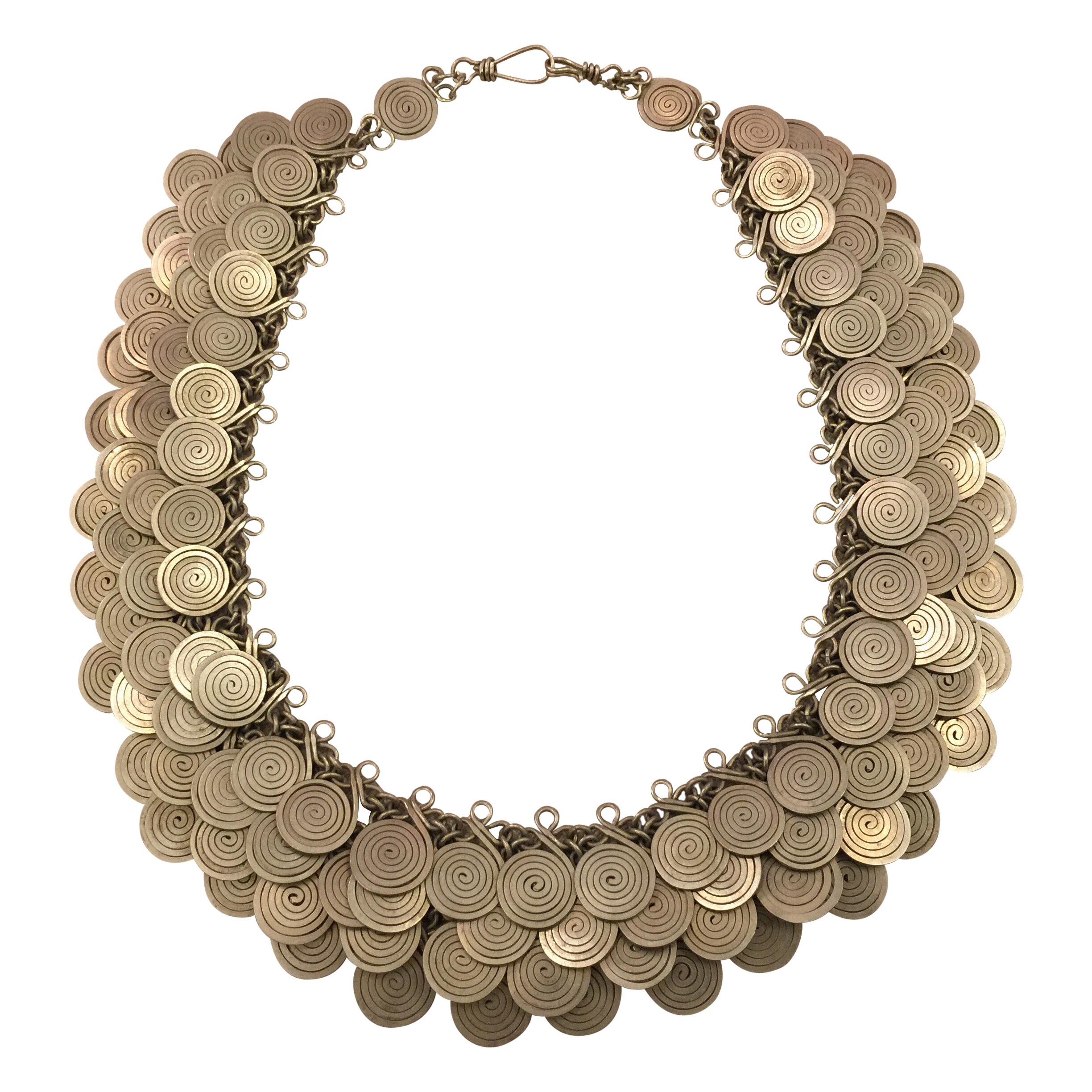 Magnificent Artisan Made Pewter Spirals Necklace