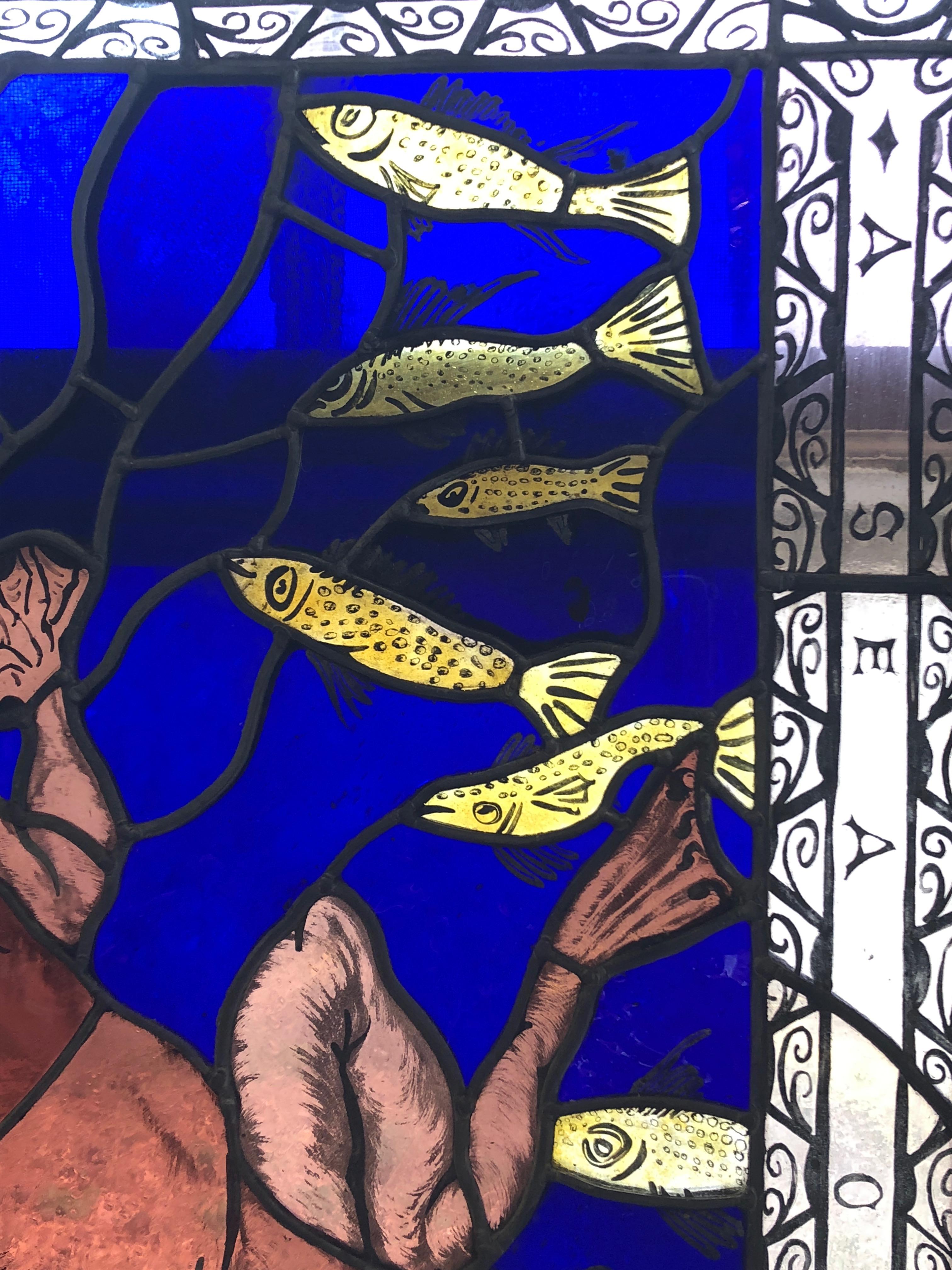 Magnificent Artist Made Stained Glass Window In Excellent Condition In Hopewell, NJ