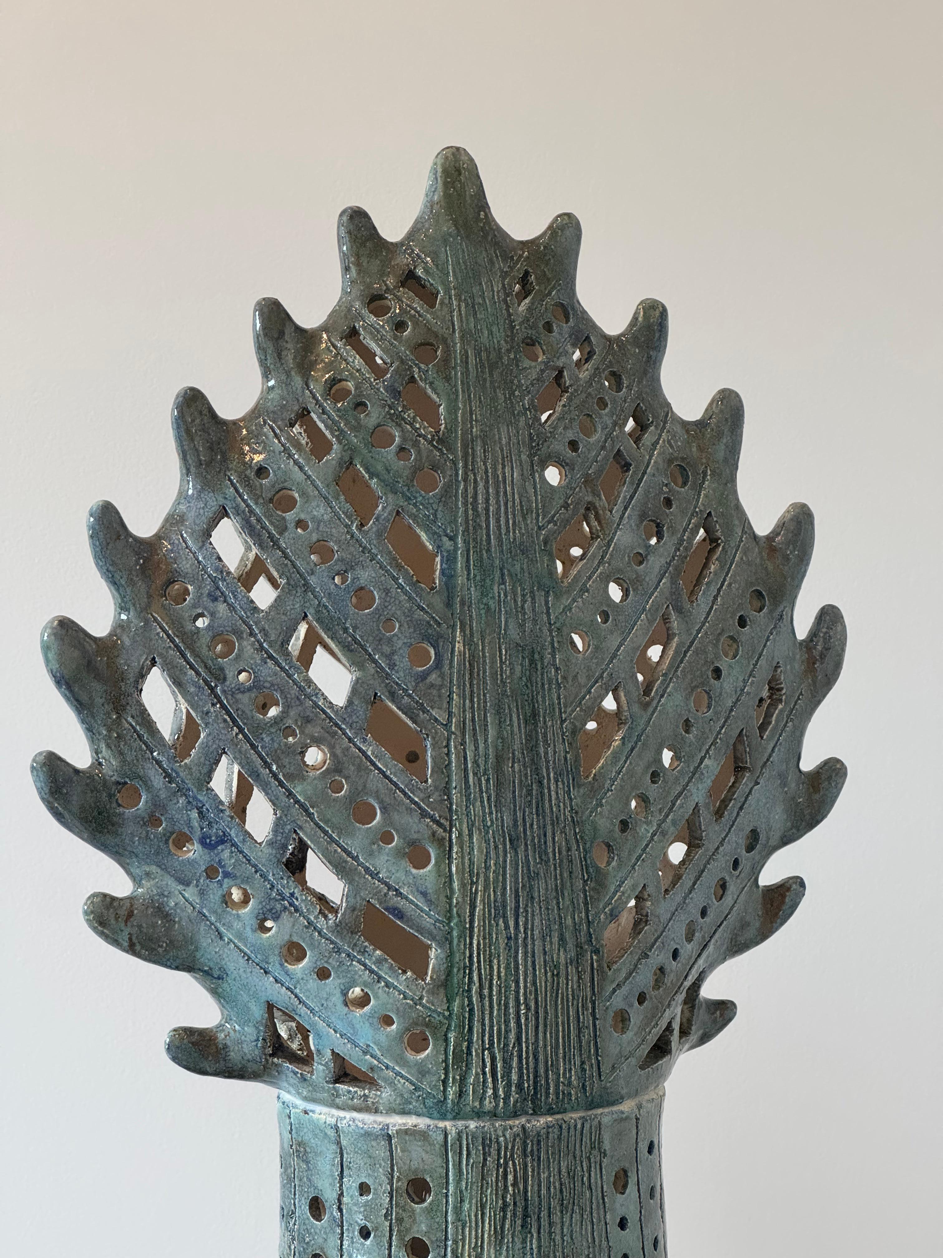 Magnificent Artistic Ceramic Table Lamp - Unique Piece, Signed AS, France 1970s For Sale 5