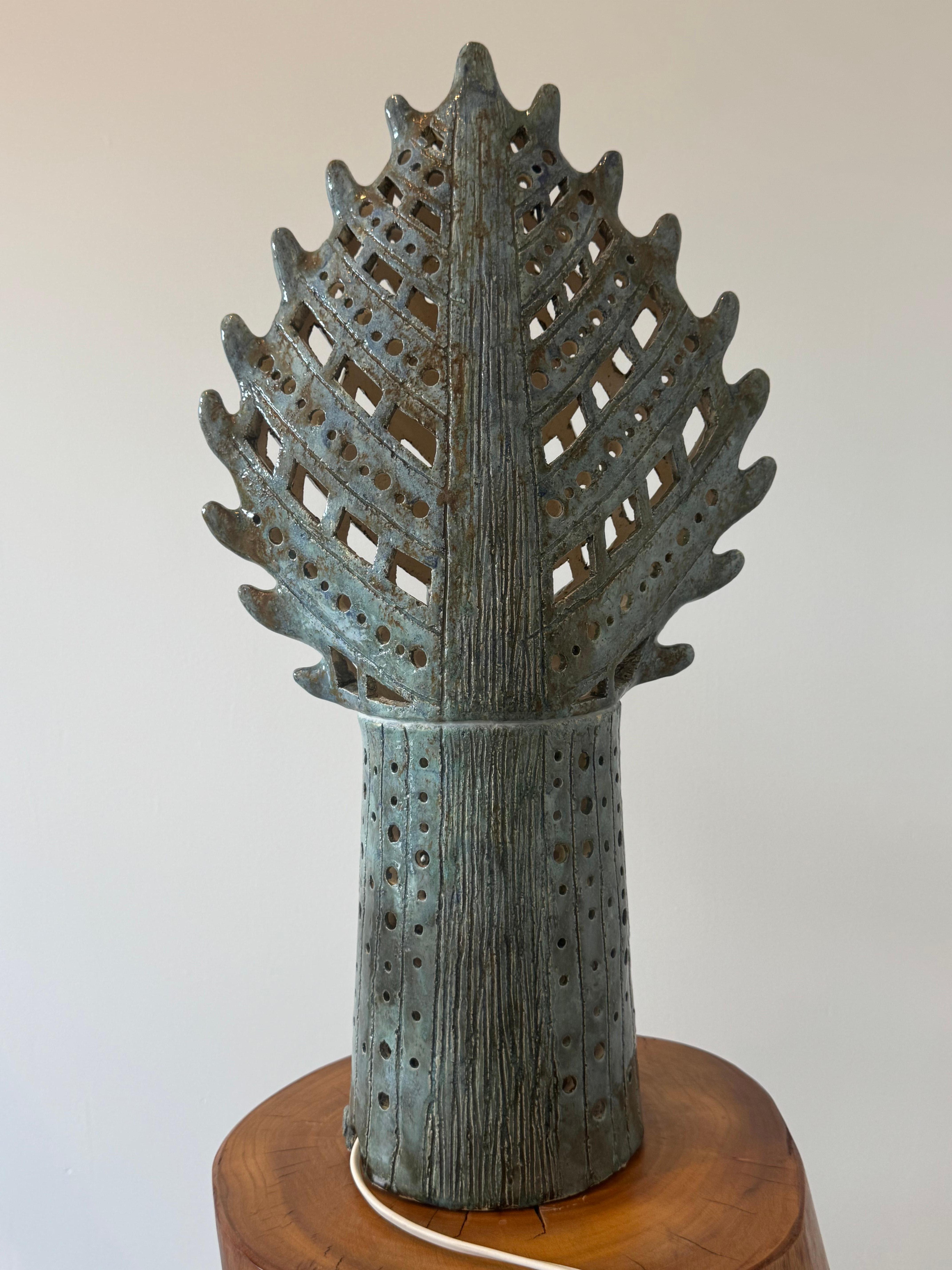Magnificent Artistic Ceramic Table Lamp - Unique Piece, Signed AS, France 1970s For Sale 9