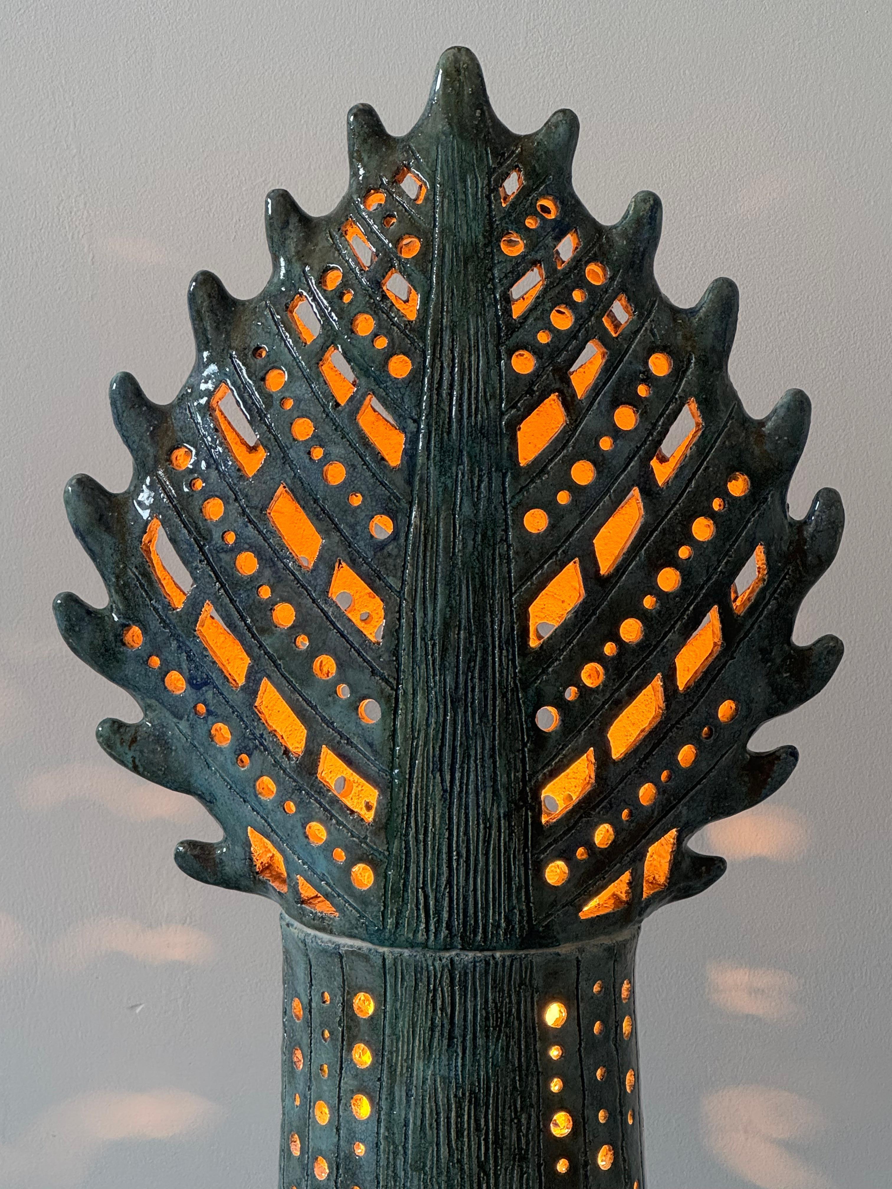 Magnificent Artistic Ceramic Table Lamp - Unique Piece, Signed AS, France 1970s For Sale 11