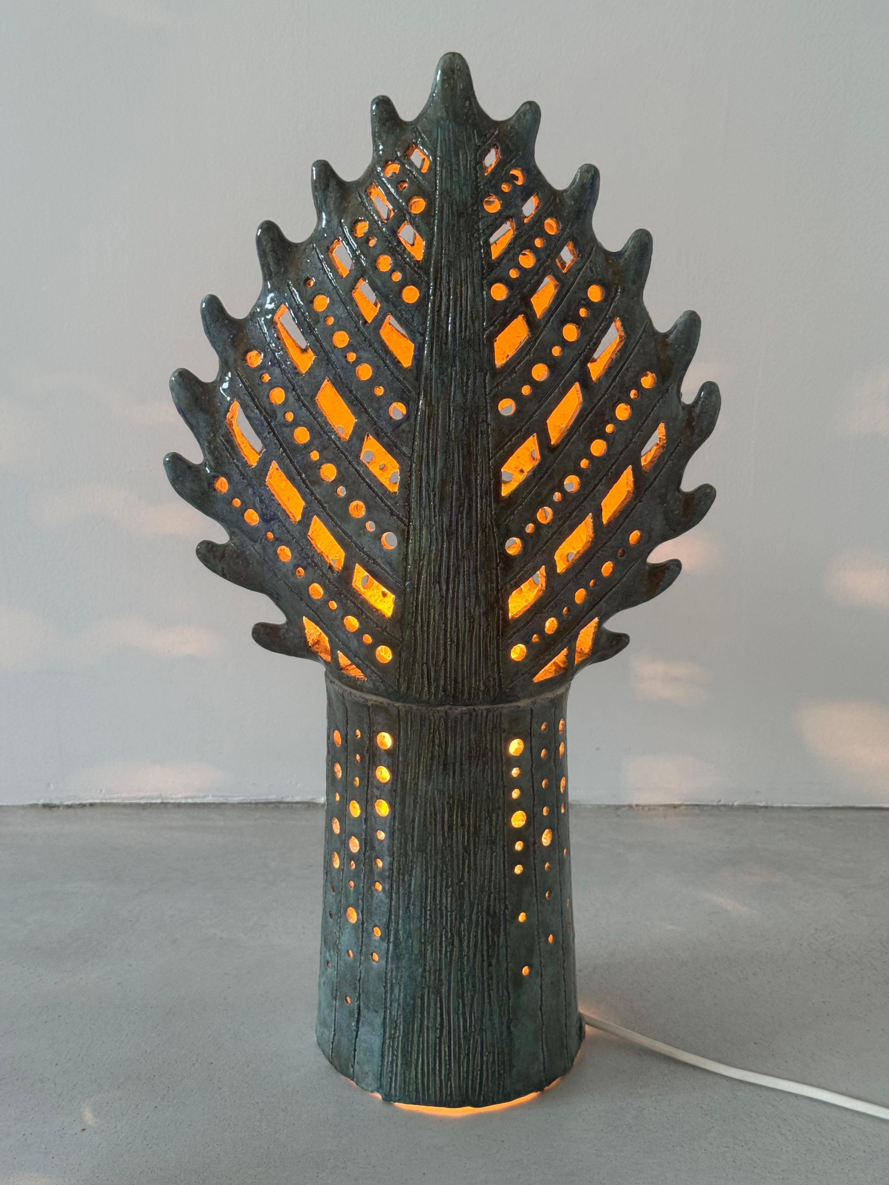 Magnificent Artistic Ceramic Table Lamp - Unique Piece, Signed AS, France 1970s For Sale 13