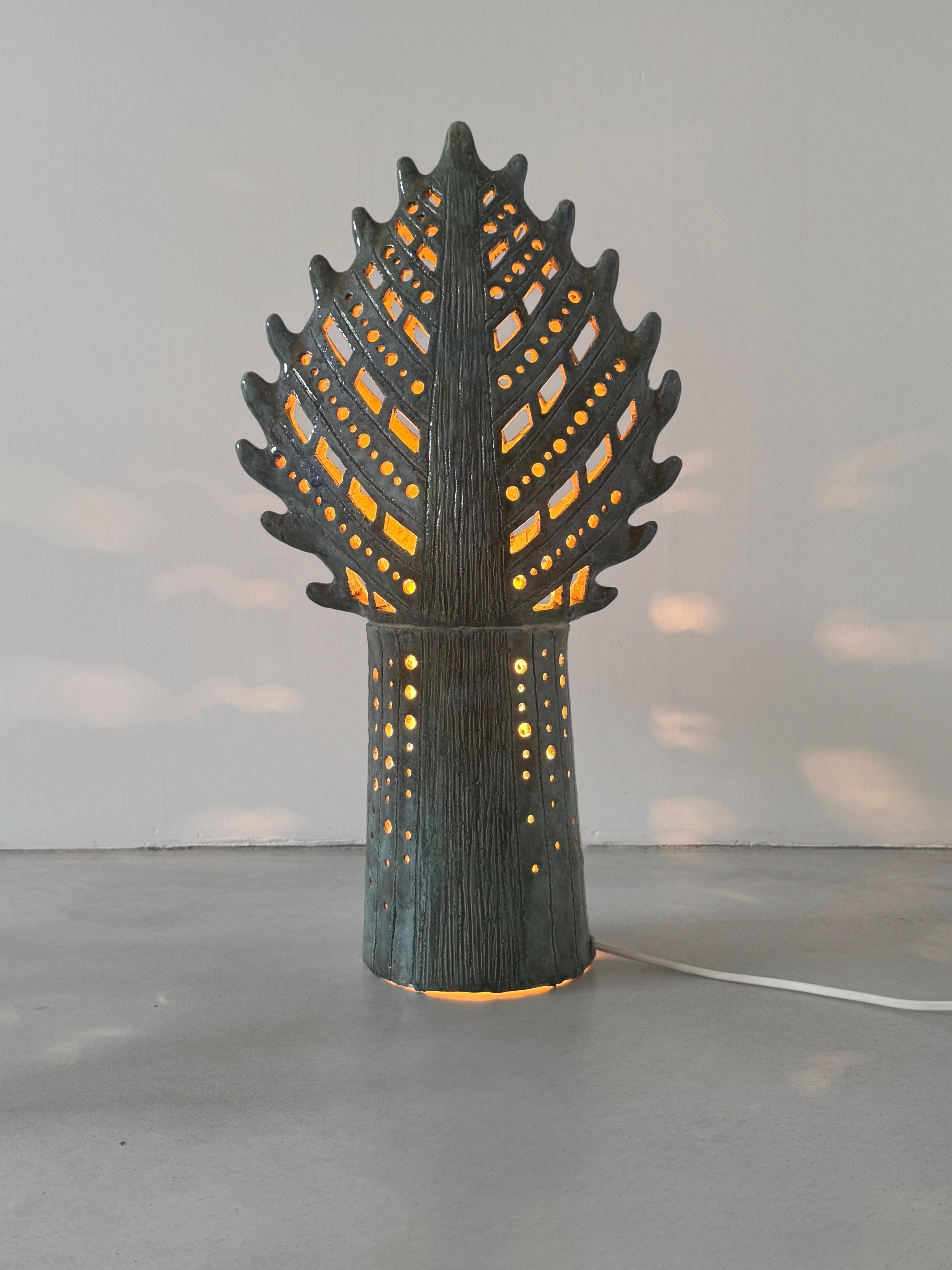 Magnificent Artistic Ceramic Table Lamp - Unique Piece, Signed AS, France 1970s For Sale 14