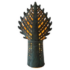 Magnificent Artistic Ceramic Table Lamp - Unique Piece, Signed AS, France 1970s