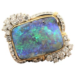 Magnificent Australian Boulder Opal Diamond Platinum Gold Ring