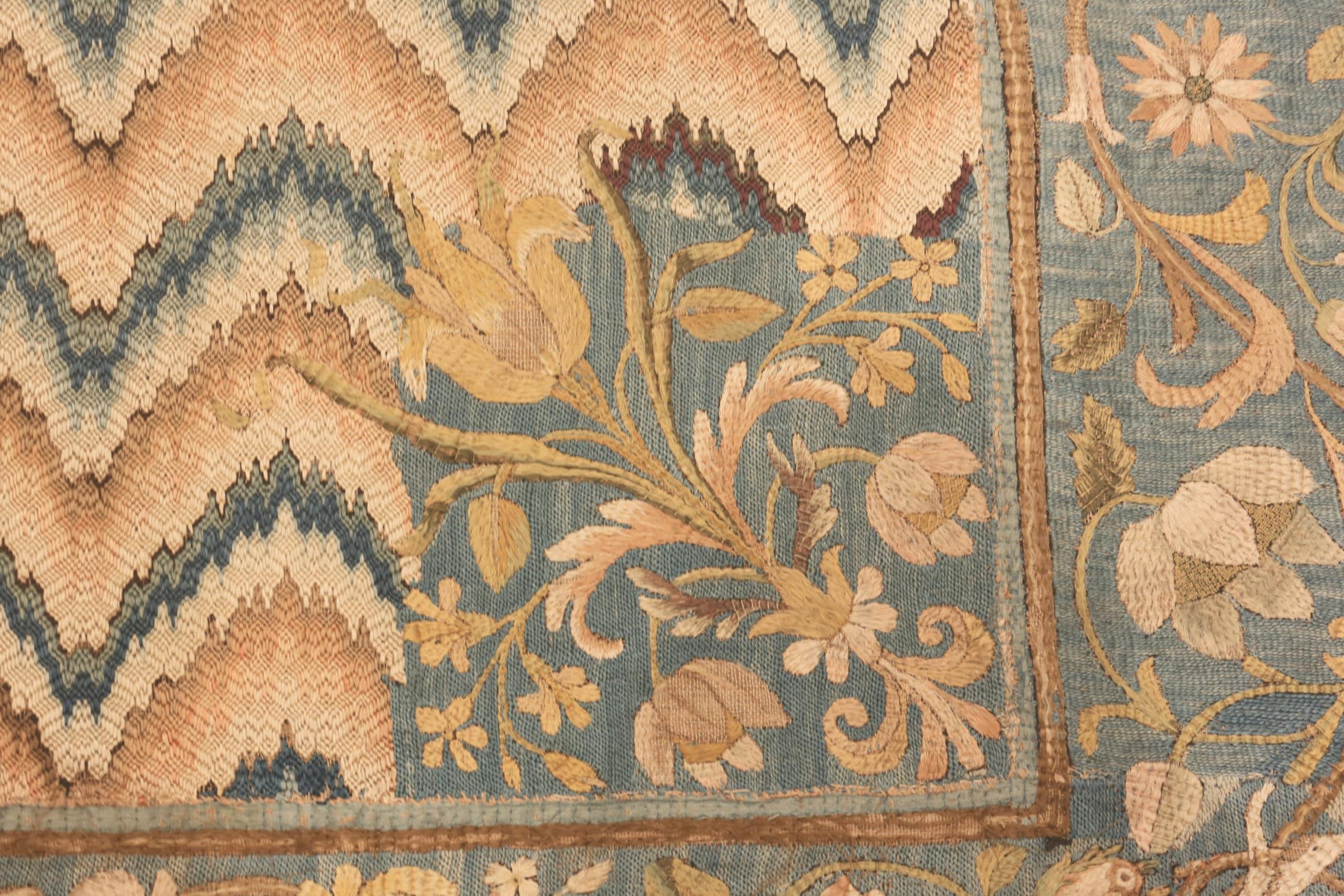 Prächtige Bargello Flammenstich antike italienische Seide Textil, Herkunftsland: Italien, CIRCA Datum: 1900 