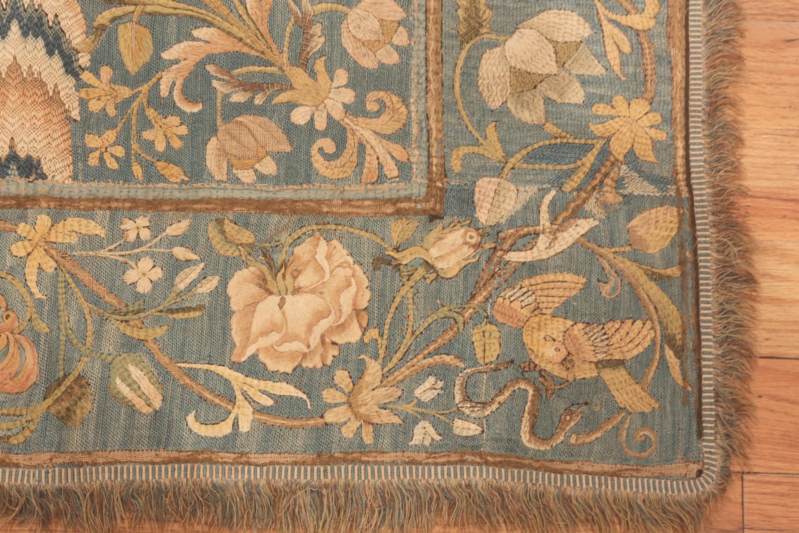 20th Century Magnificent Bargello Flame Stitch Antique Italian Silk Textile 3'10