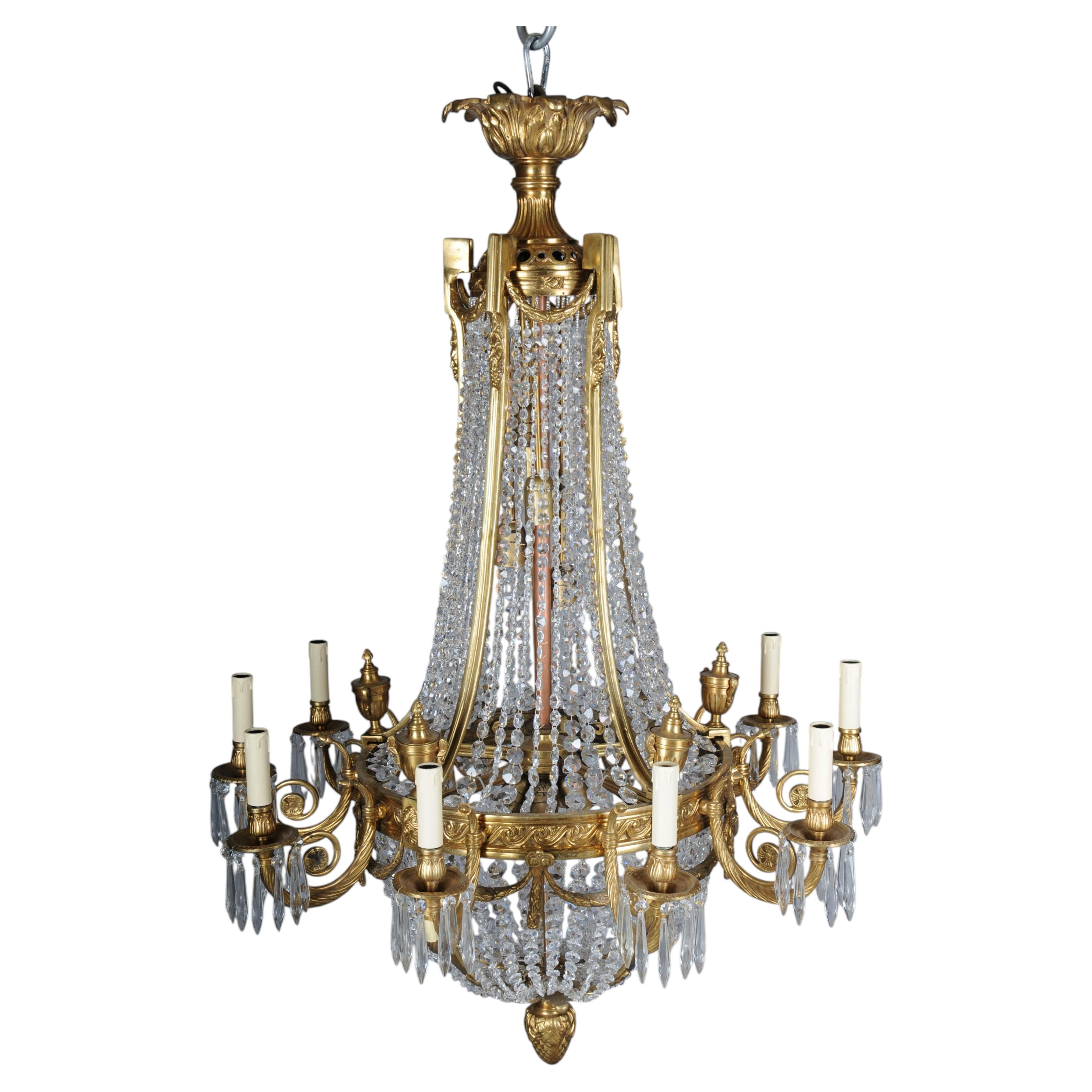 Magnificent Baroque Crystal Chandelier, Brass & Gold, Louis XVI Style, 10 Lights