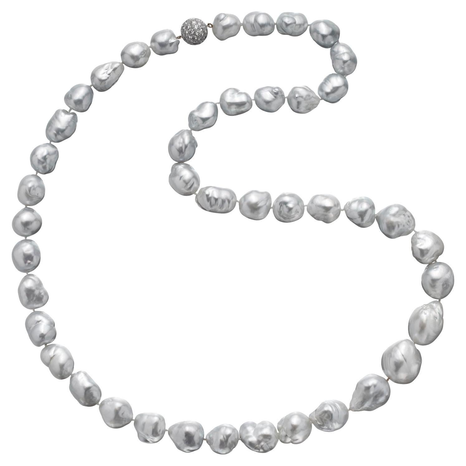 Magnificent Baroque South Sea Cultured Pearl & Diamond Necklace