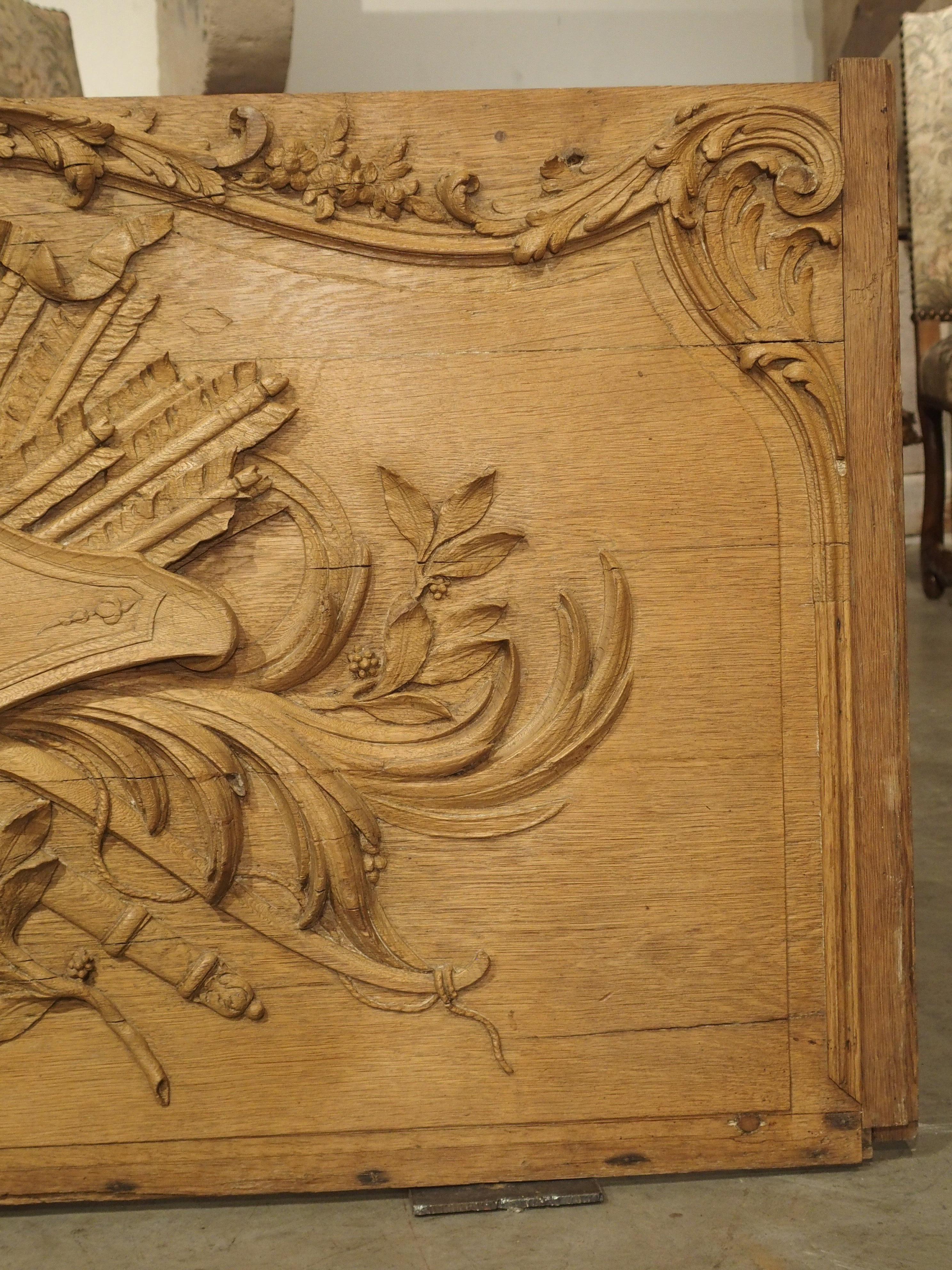 Hand-Carved Magnificent Bas Relief French over Door in Oak, circa 1750