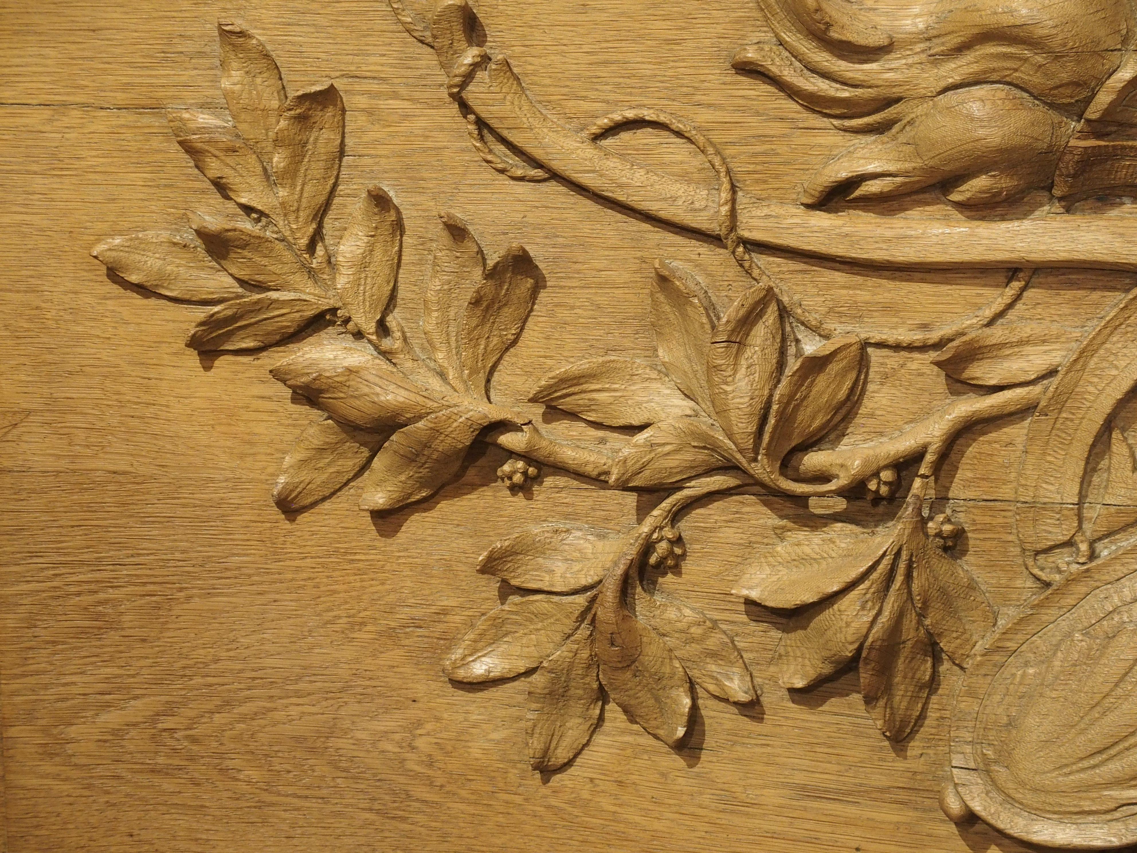 18th Century Magnificent Bas Relief French over Door in Oak, circa 1750