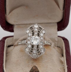 Magnificent Belle Epoque .90 Carat Diamond Rare Panel Ring