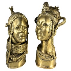Magnificent Benin Oba And His Queen Cast Bronzes, Lost Wax Method, Nigeria 