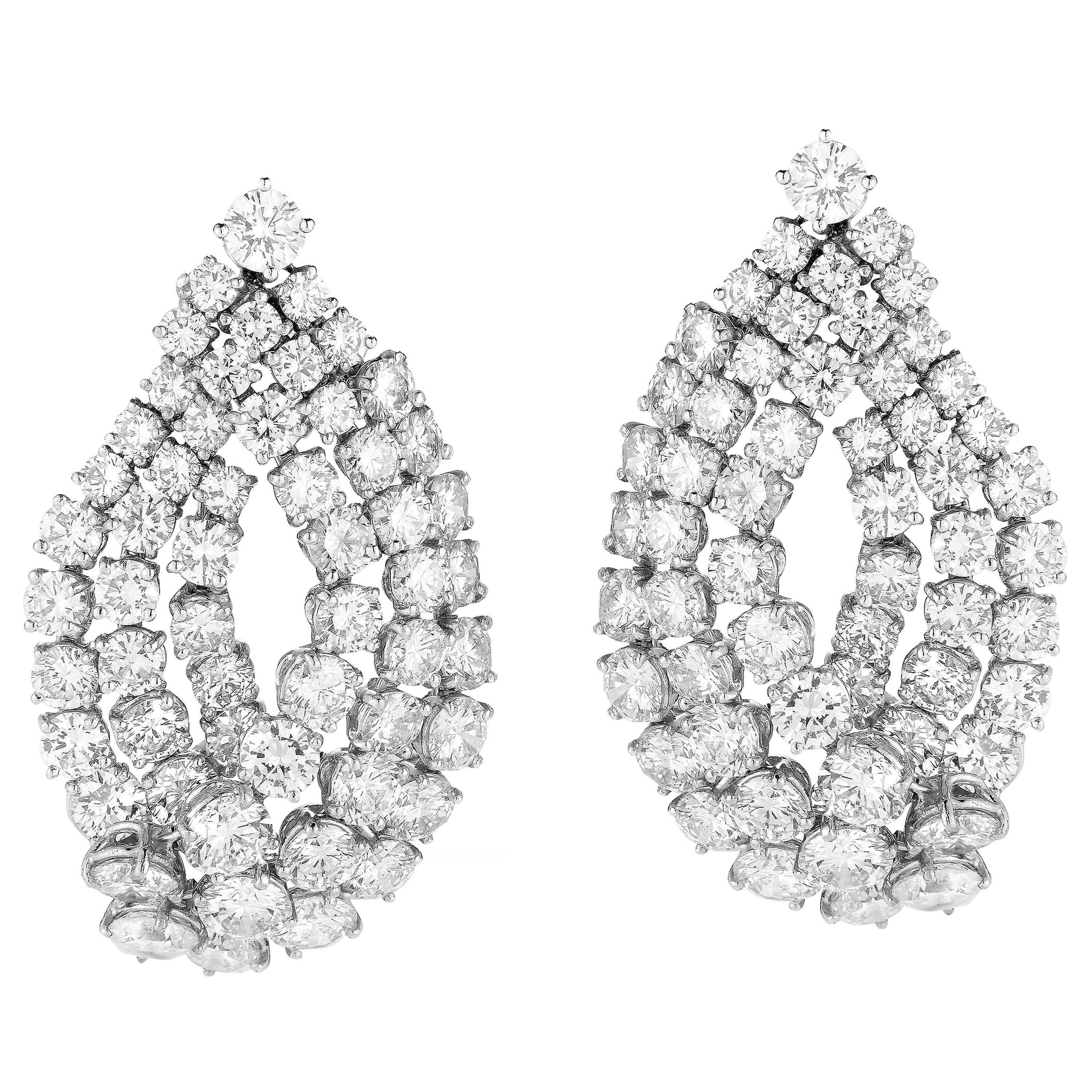 Magnificent Black Tie Platinum and Diamond Earrings