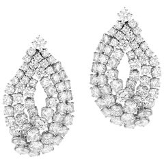 Magnificent Black Tie Platinum and Diamond Earrings