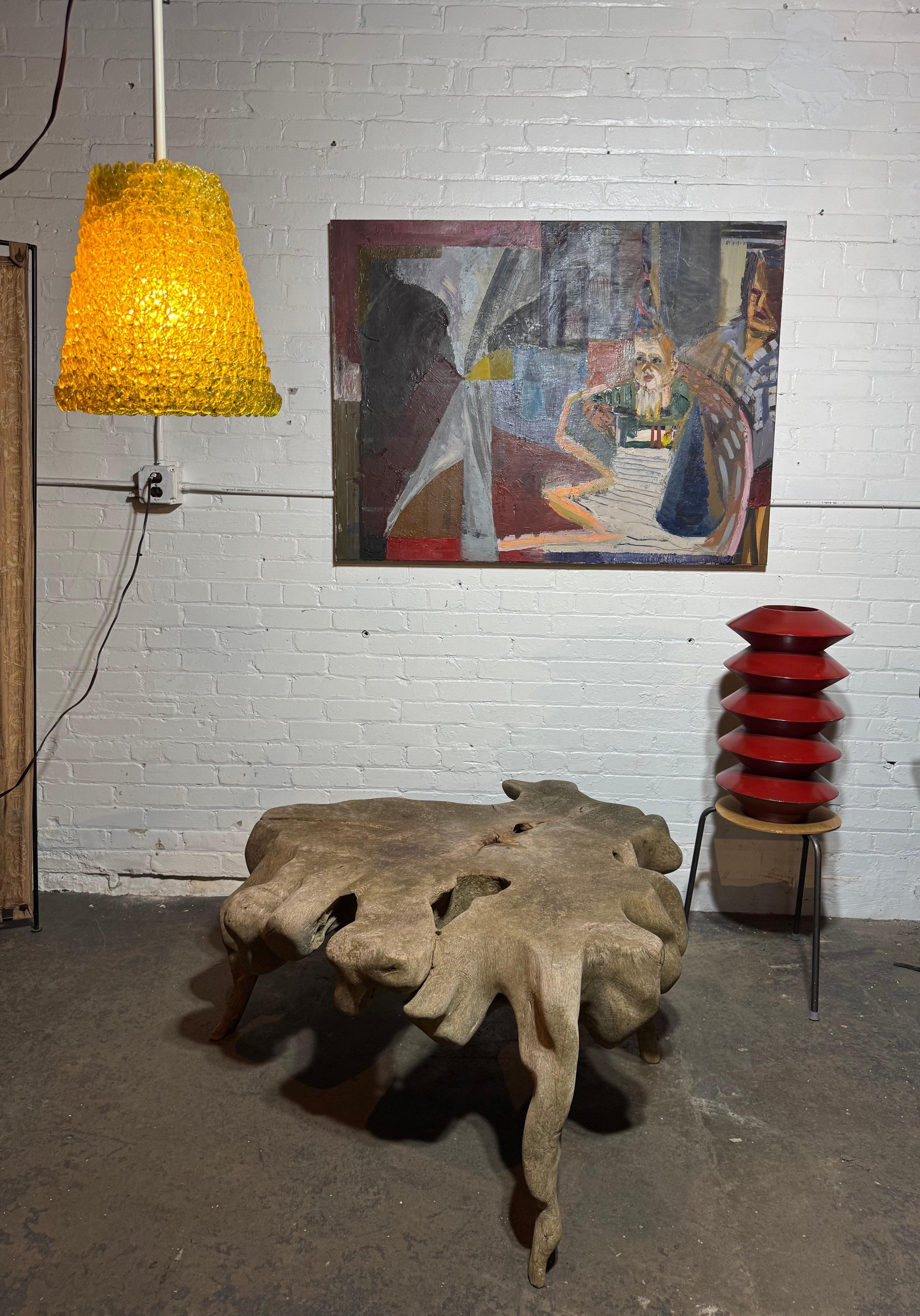 Magnificent and very unusual Bleached Teak Hardwood Organic Root Coffee Table.. Functional Art / Sculpture. This is an authentic vintage root table and not one of the newer ones flooding the market. This table has a tremendous vintage organic appeal