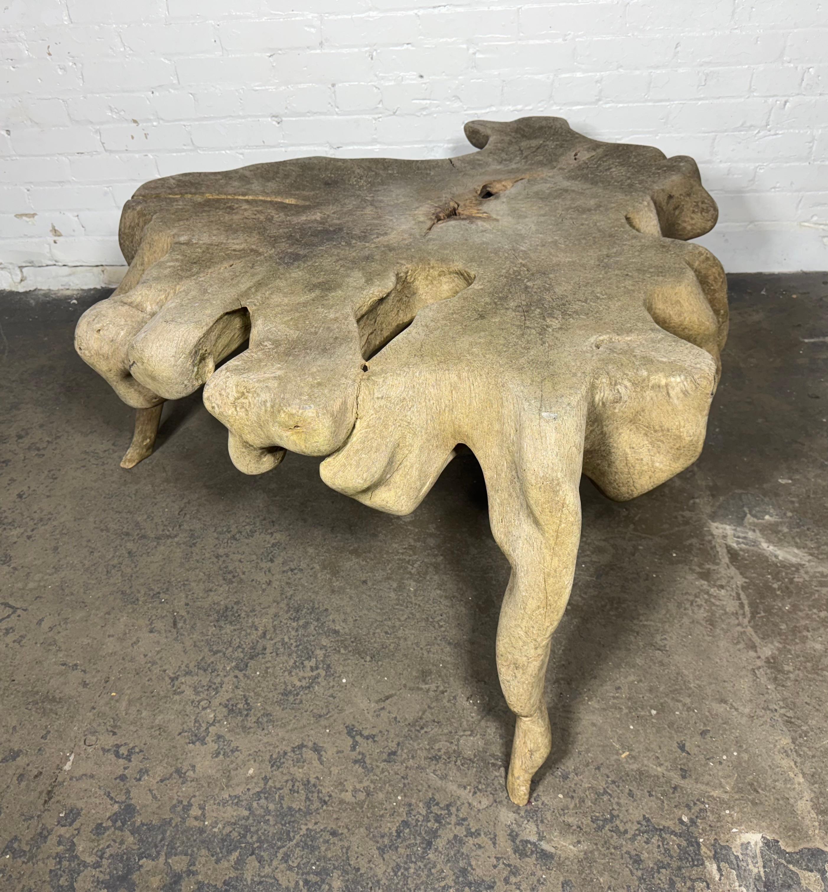 Late 20th Century Magnificent Bleached Teak Hardwood Organic Root Coffee Table For Sale