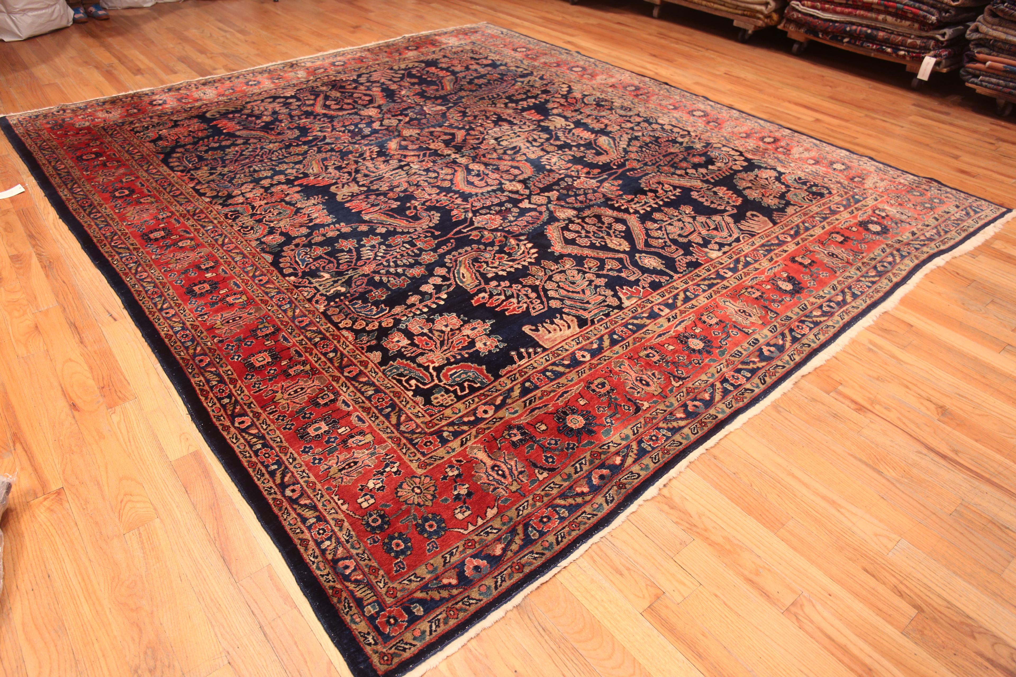 Magnifique tapis persan Sarouk bleu ancien, Pays d'origine : Tapis persans, Circa date : 1920
