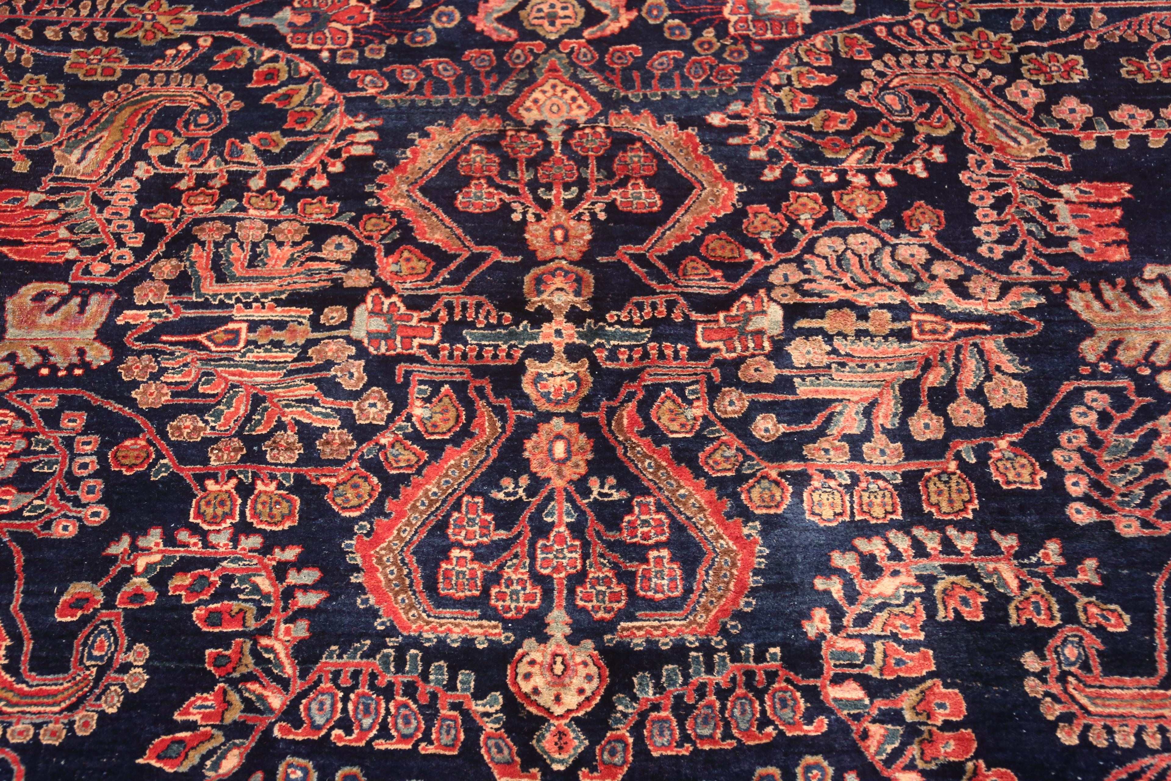 Perse Magnifique tapis persan ancien Sarouk bleu 11'2