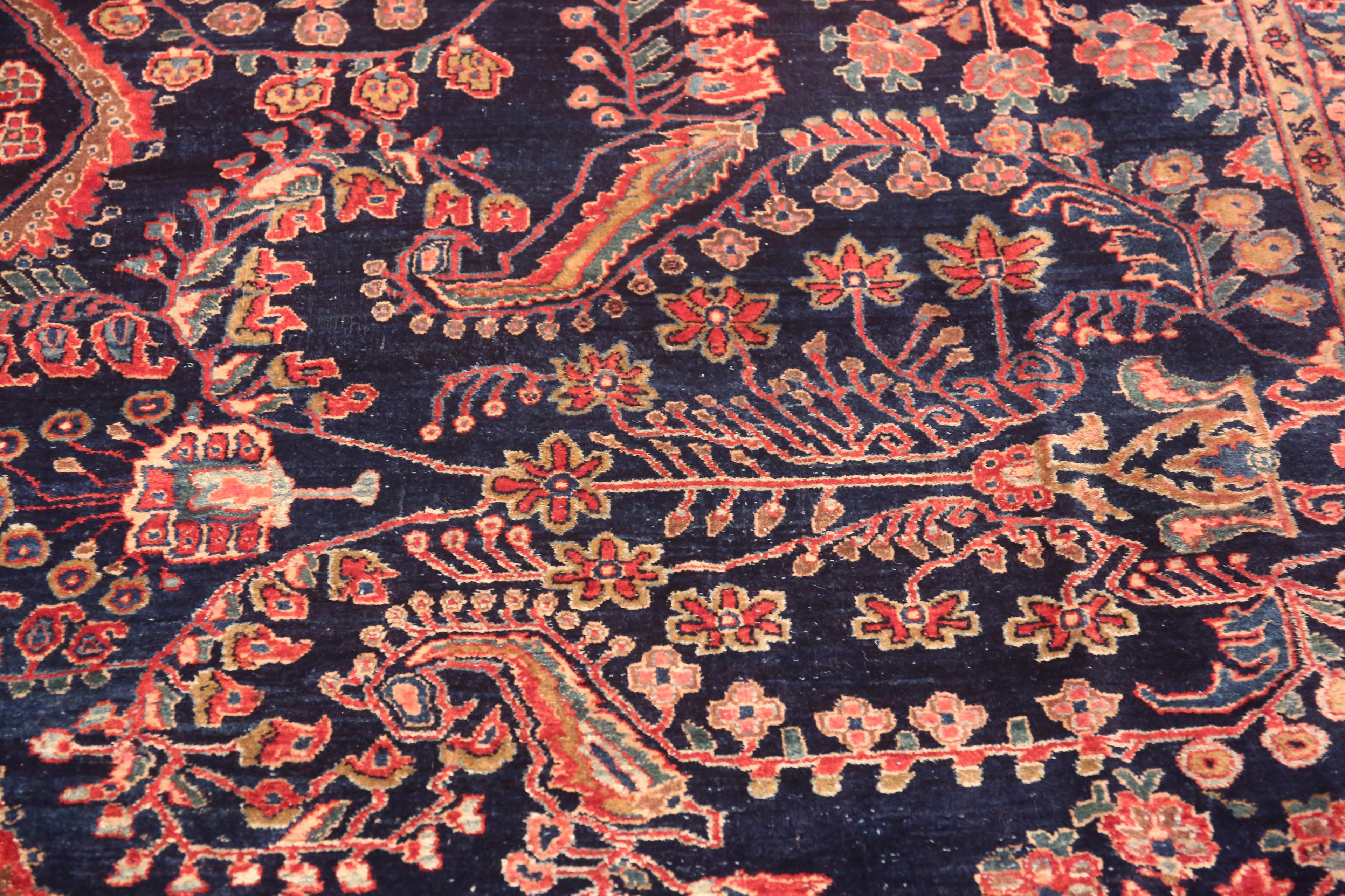 Magnifique tapis persan ancien Sarouk bleu 11'2