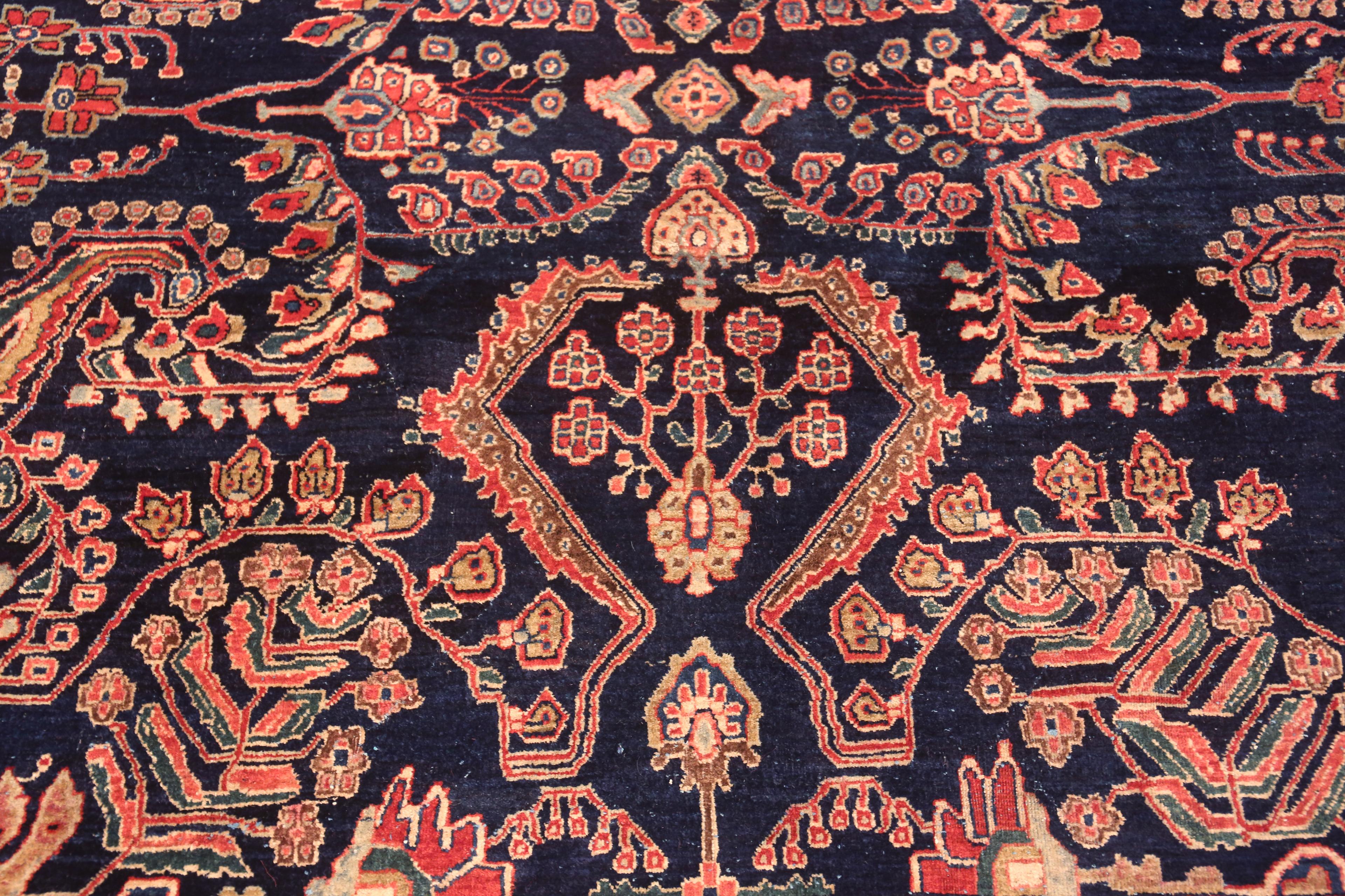 Magnifique tapis persan ancien Sarouk bleu 11'2