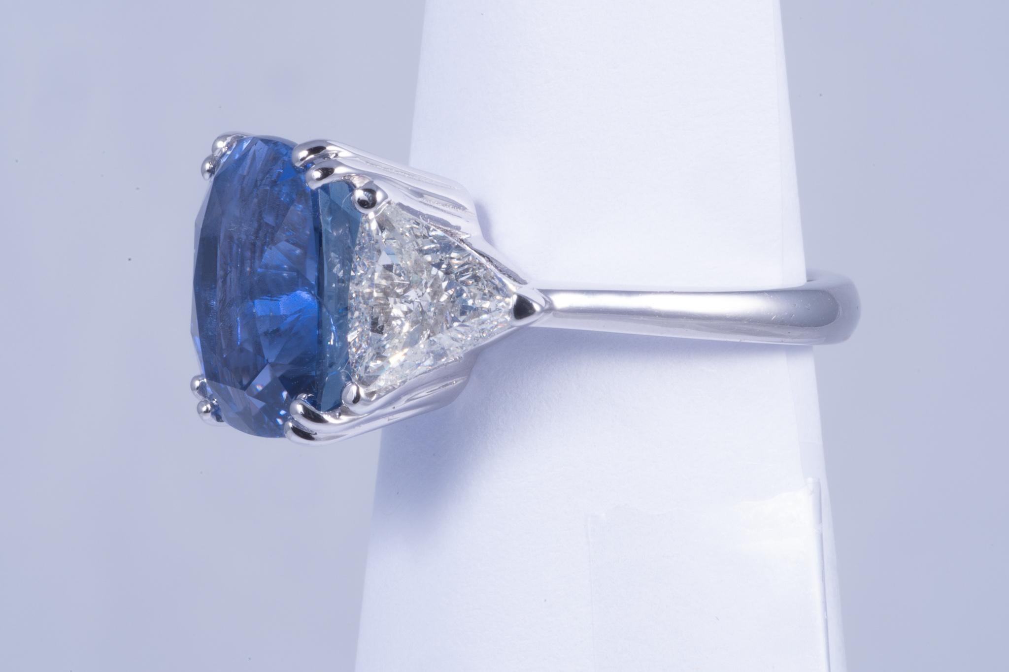 Cushion Cut Magnificent Blue Sapphire and Diamond Ring