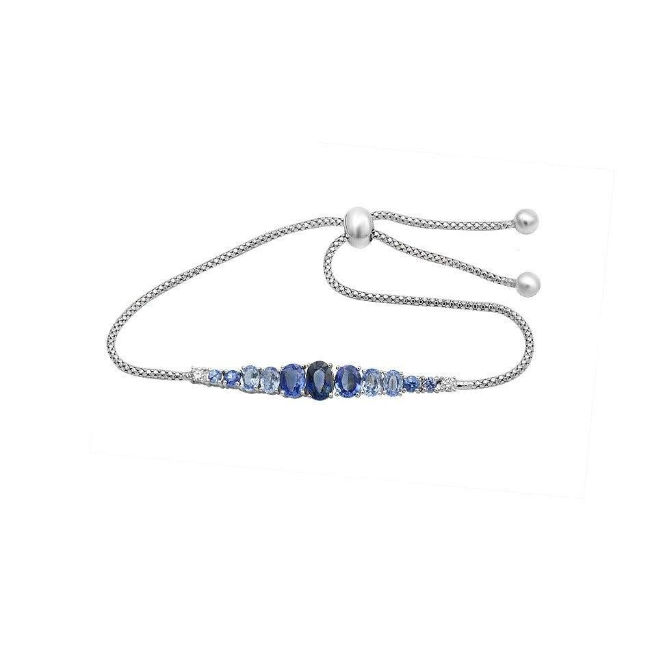 Magnificent Blue Sapphire Diamond Fine Jewelry White Gold Bracelet In New Condition For Sale In Montreux, CH