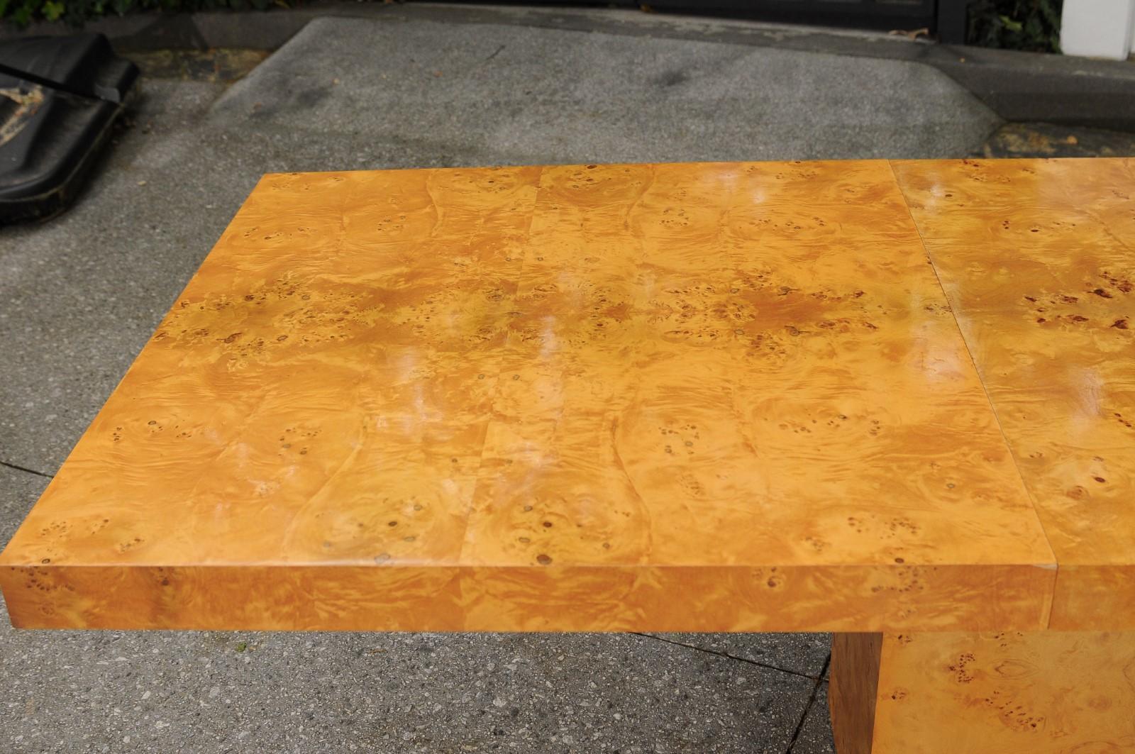 Sublime Bookmatch Olivewood Extension Dining Table by Arthur Umanoff, c 1975 For Sale 4