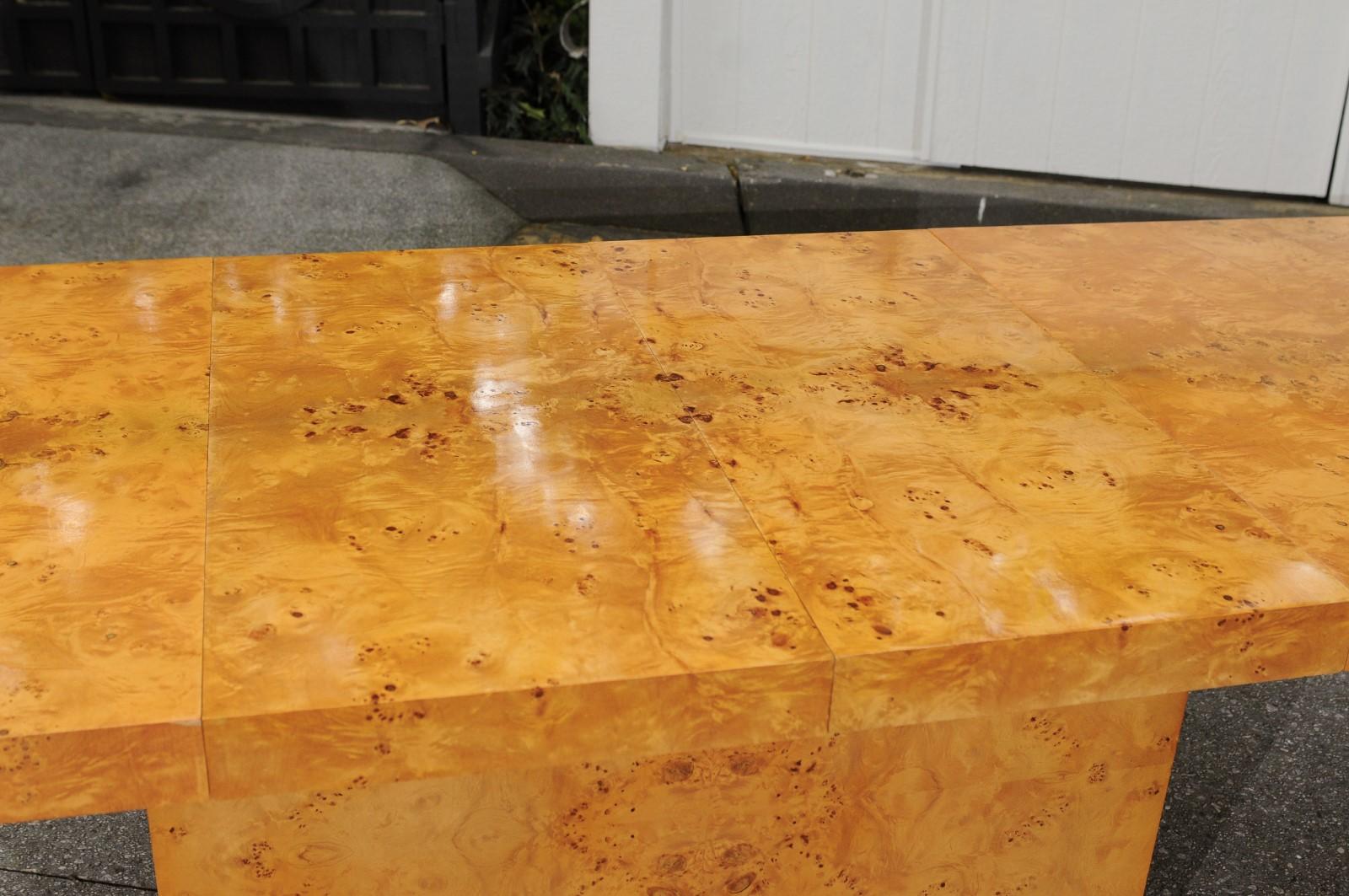 Sublime Bookmatch Olivewood Extension Dining Table by Arthur Umanoff, c 1975 For Sale 5