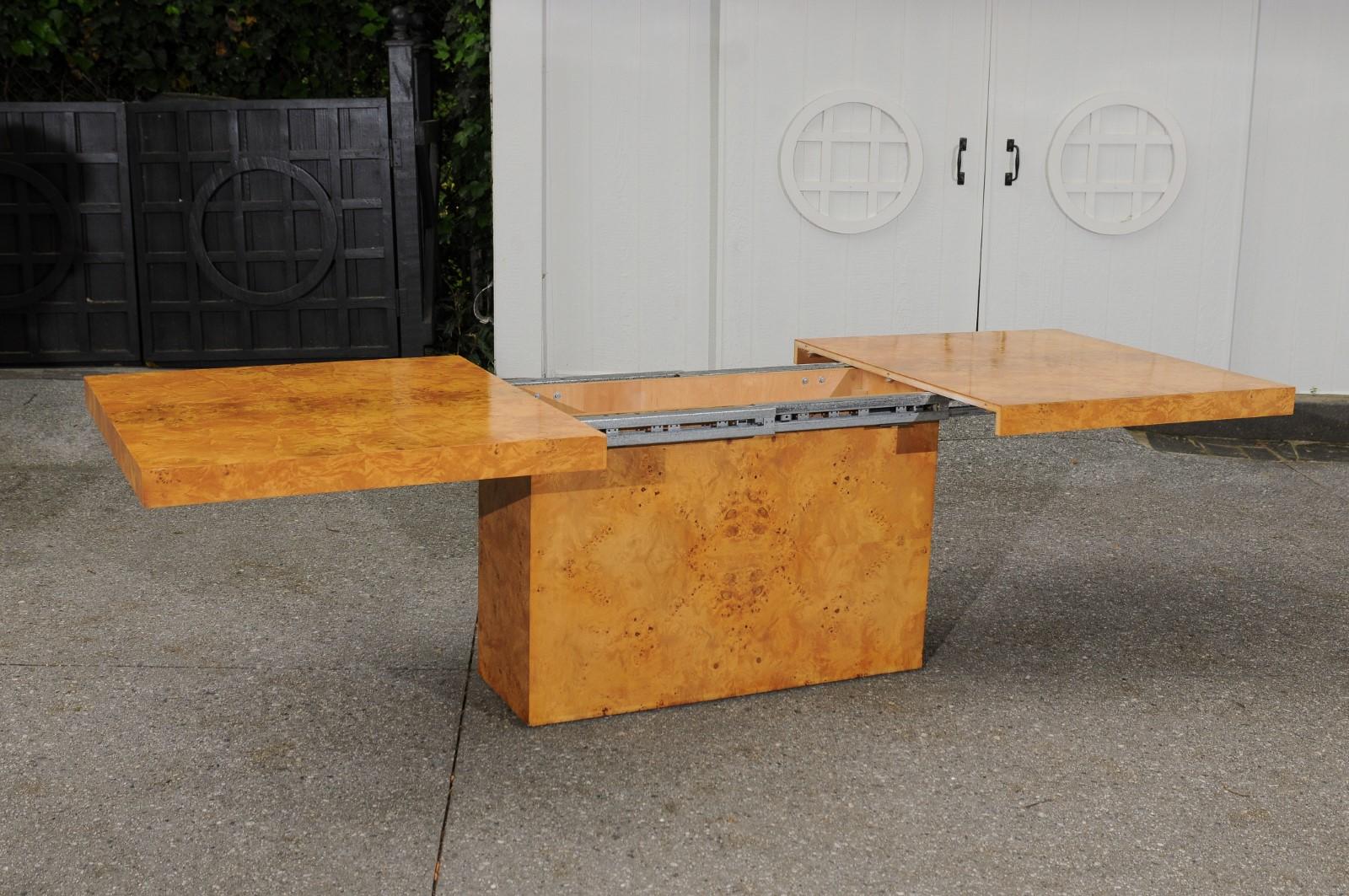 Sublime Bookmatch Olivewood Extension Dining Table by Arthur Umanoff, c 1975 For Sale 7