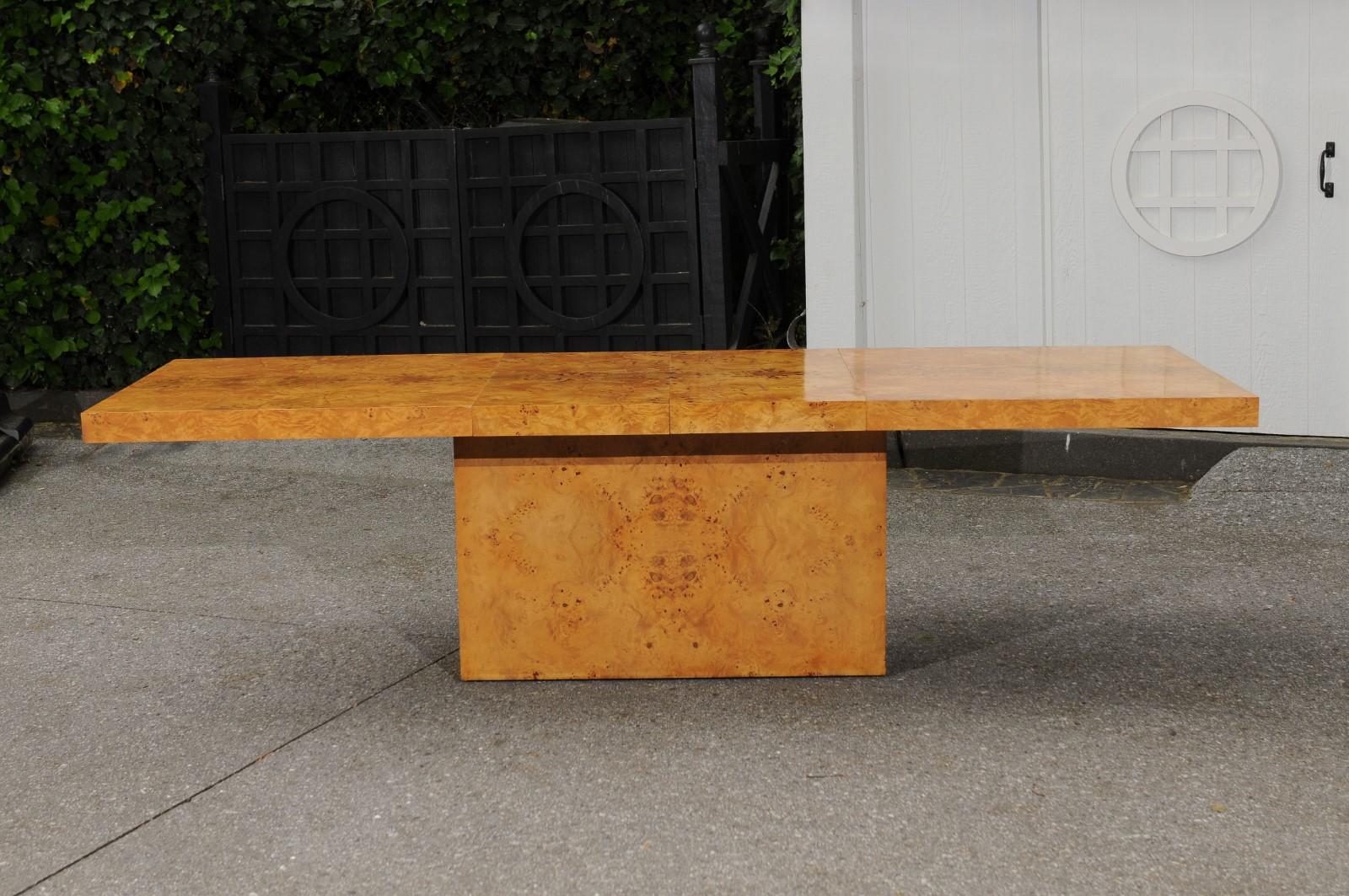 Late 20th Century Sublime Bookmatch Olivewood Extension Dining Table by Arthur Umanoff, c 1975 For Sale