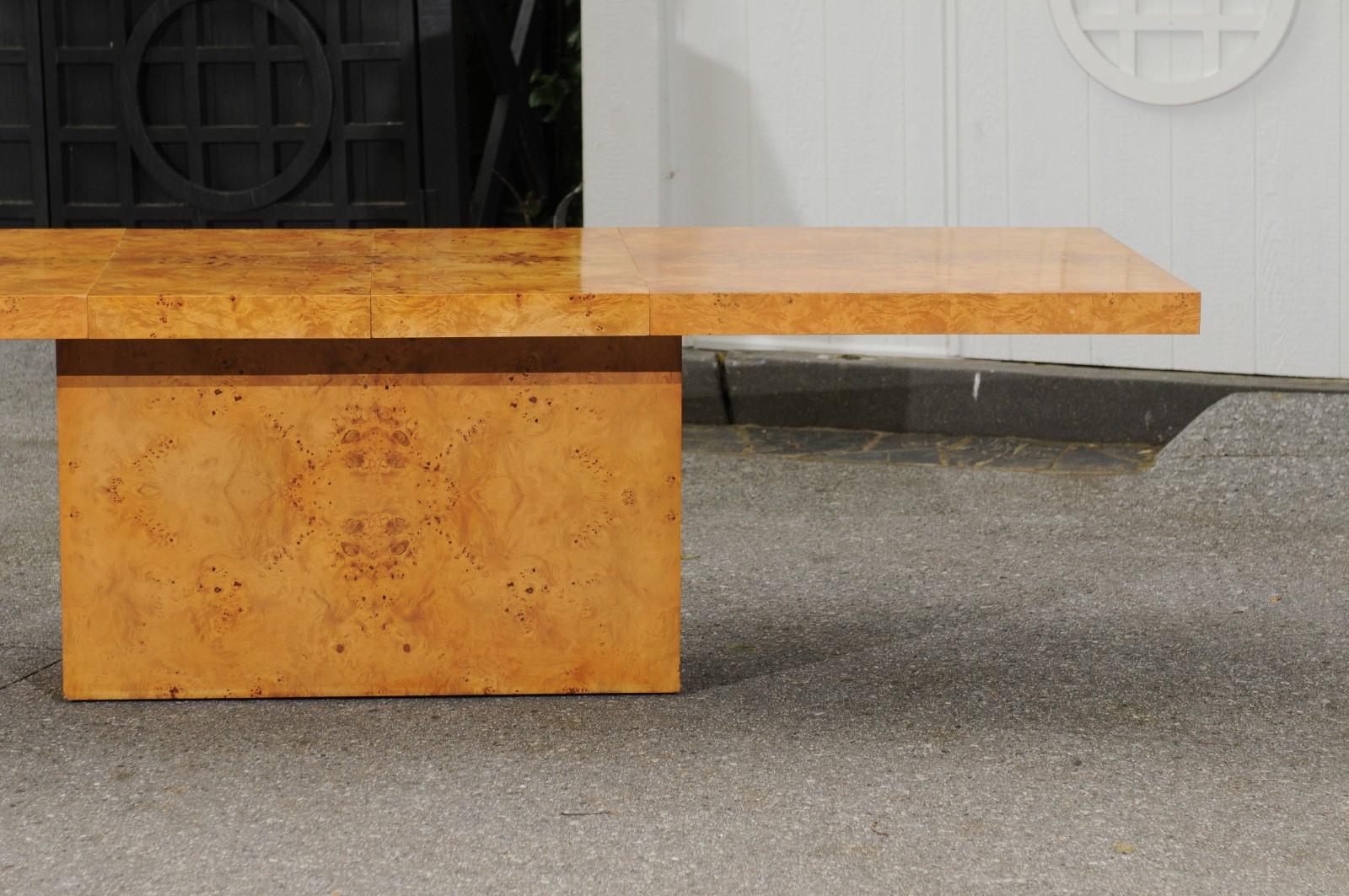 Sublime Bookmatch Olivewood Extension Dining Table by Arthur Umanoff, c 1975 For Sale 1