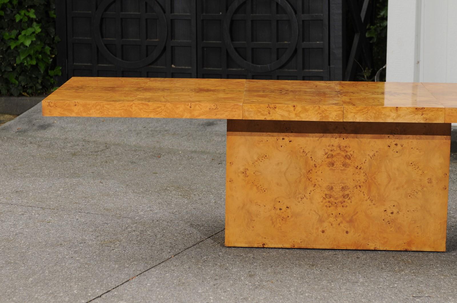 Sublime Bookmatch Olivewood Extension Dining Table by Arthur Umanoff, c 1975 For Sale 3