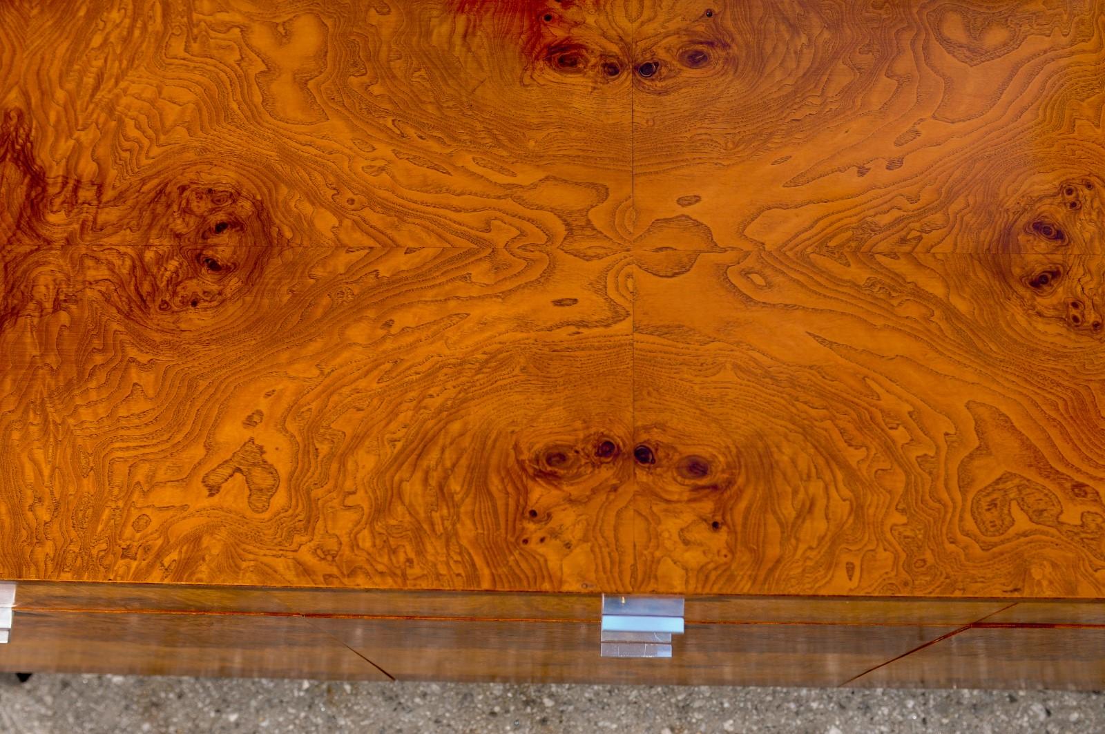 Magnificent Bookmatched Elm Cabinet in the style of Milo Baughman For Sale 7