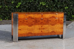 Magnificent Bookmatched Elm Cabinet in the style of Milo Baughman