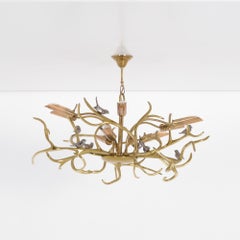 Magnificent Brass Branches Chandelier by Willy Daro