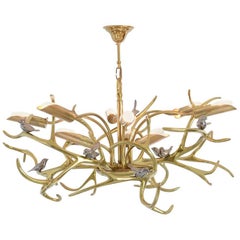 Magnificent Brass Branches Chandelier by Willy Daro